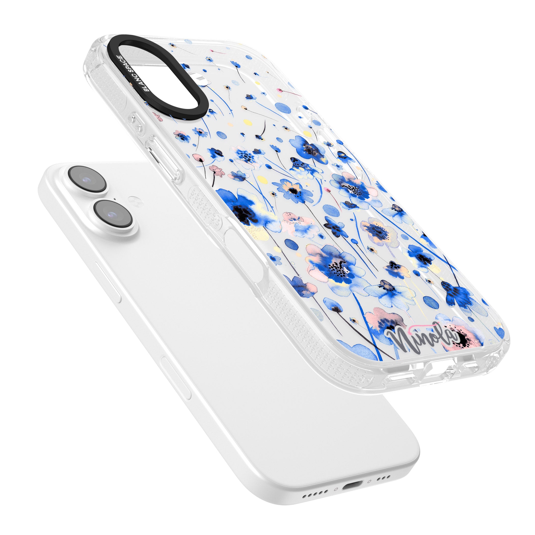 Ink Flowers Blue iPhone 17 Impact Air Clear Phone Case Colours