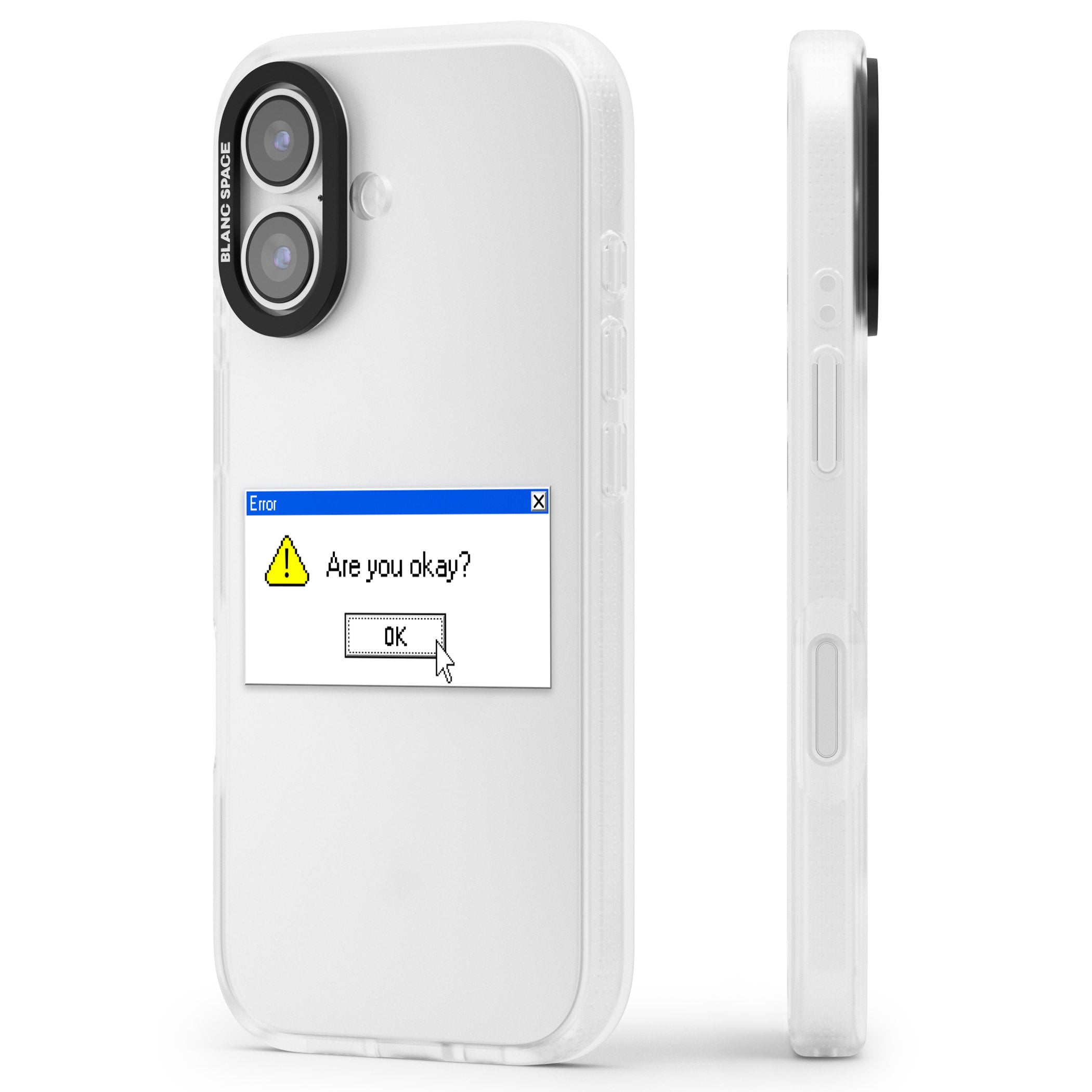 Are You Okay Exe iPhone 17 Impact Air Clear Phone Case Side Profile