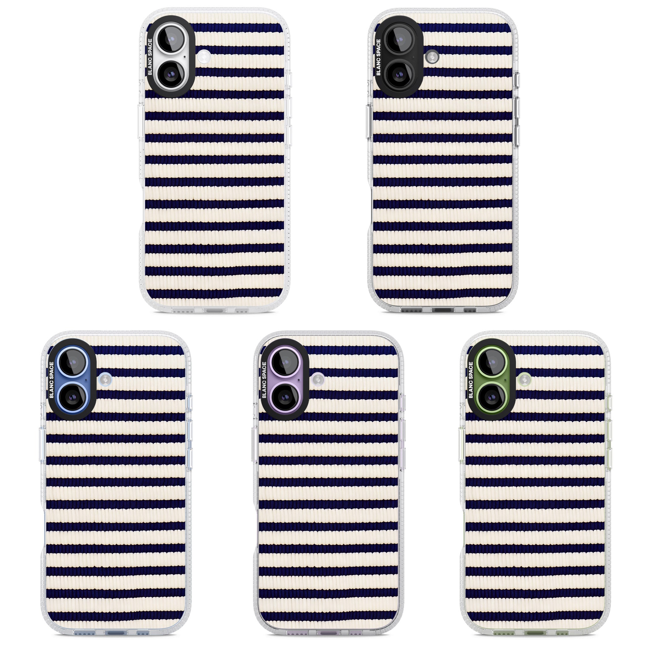 Navy & Cream Stripes iPhone 17 Impact Air Clear Phone Case APT Impact Protection