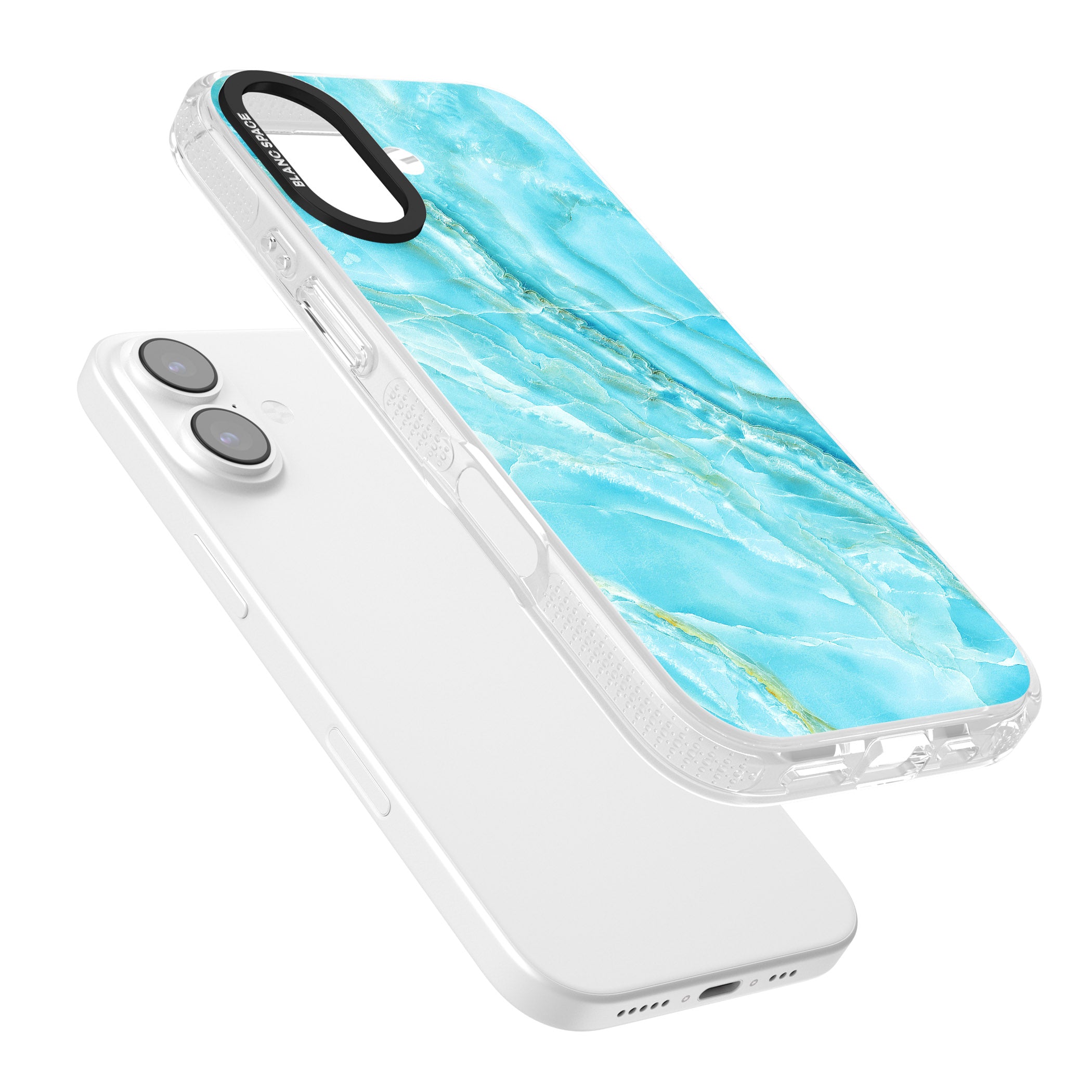 Blue Onyx Marble iPhone 17 Impact Air Clear Phone Case Colours
