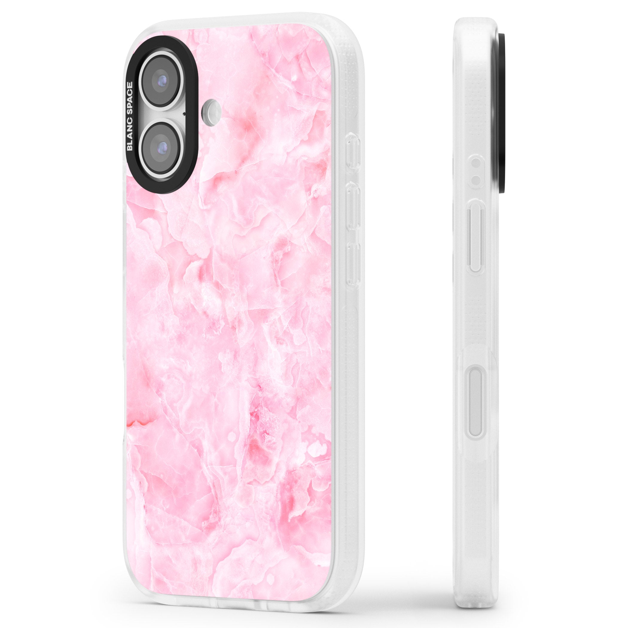 Pink Onyx Marble iPhone 17 Impact Air Clear Phone Case Side Profile