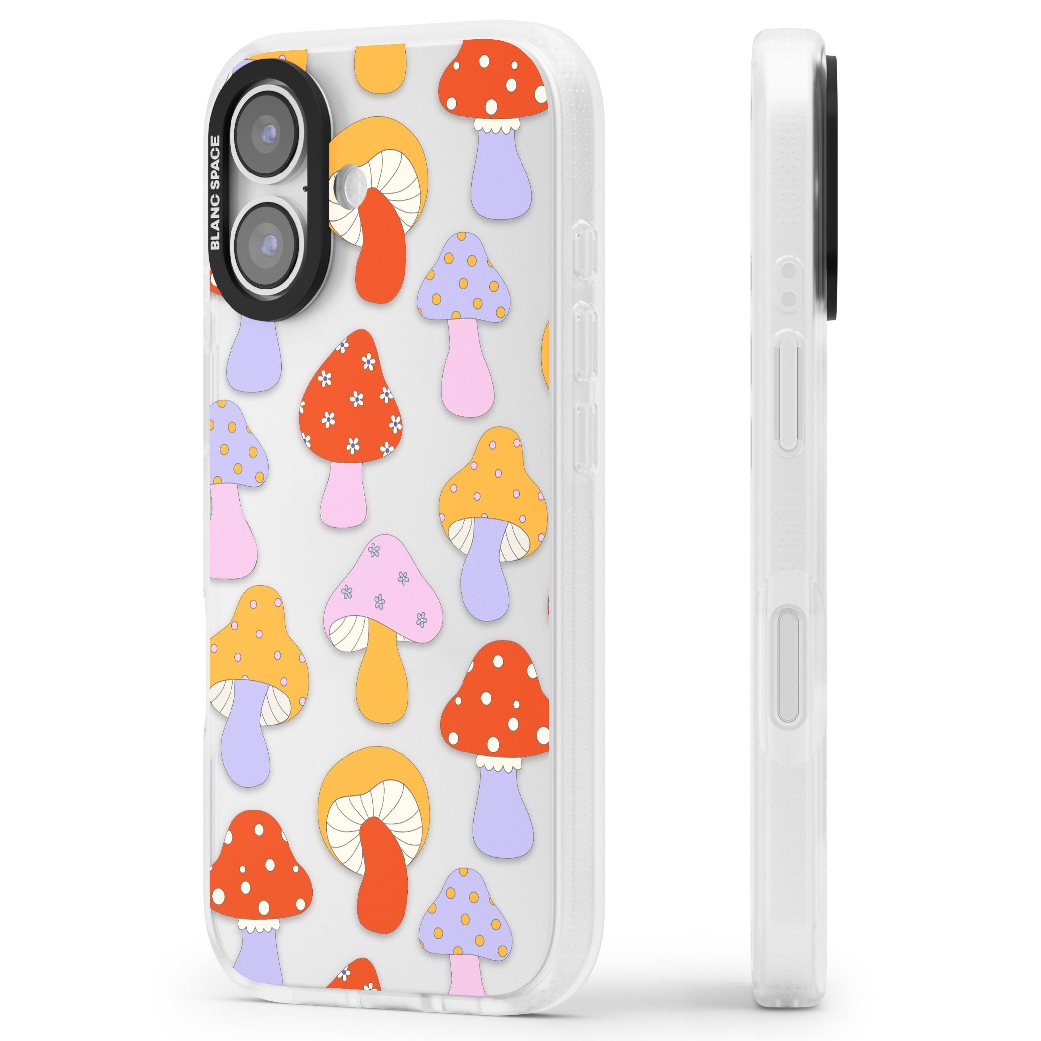 Happy Shrooms iPhone 17 Impact Air Clear Phone Case Side Profile