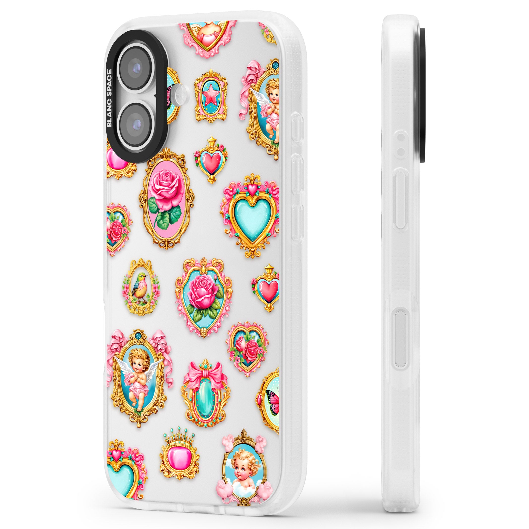 Angelcore Hearts Frames iPhone 17 Impact Air Clear Phone Case Side Profile