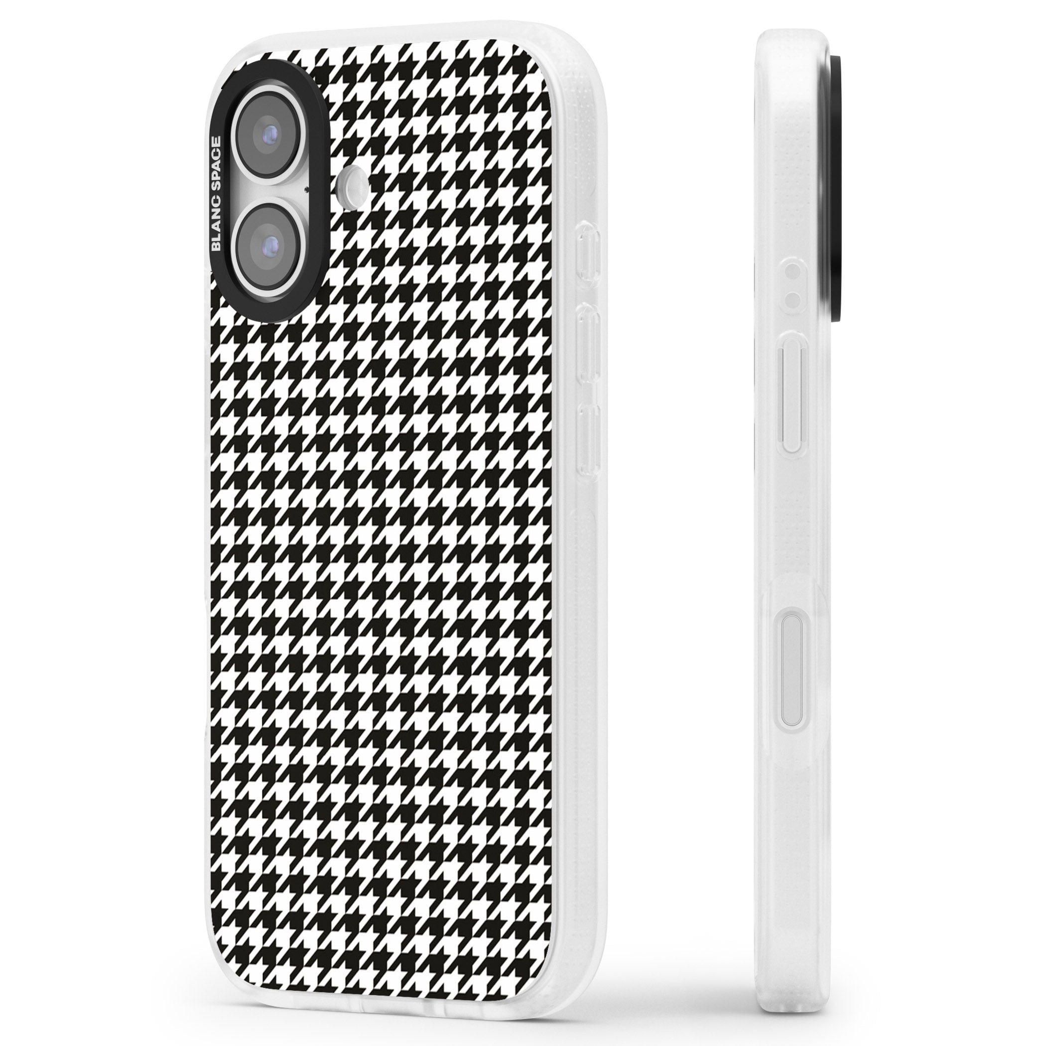 Chic Houndstooth Check iPhone 17 Impact Air Clear Phone Case Side Profile