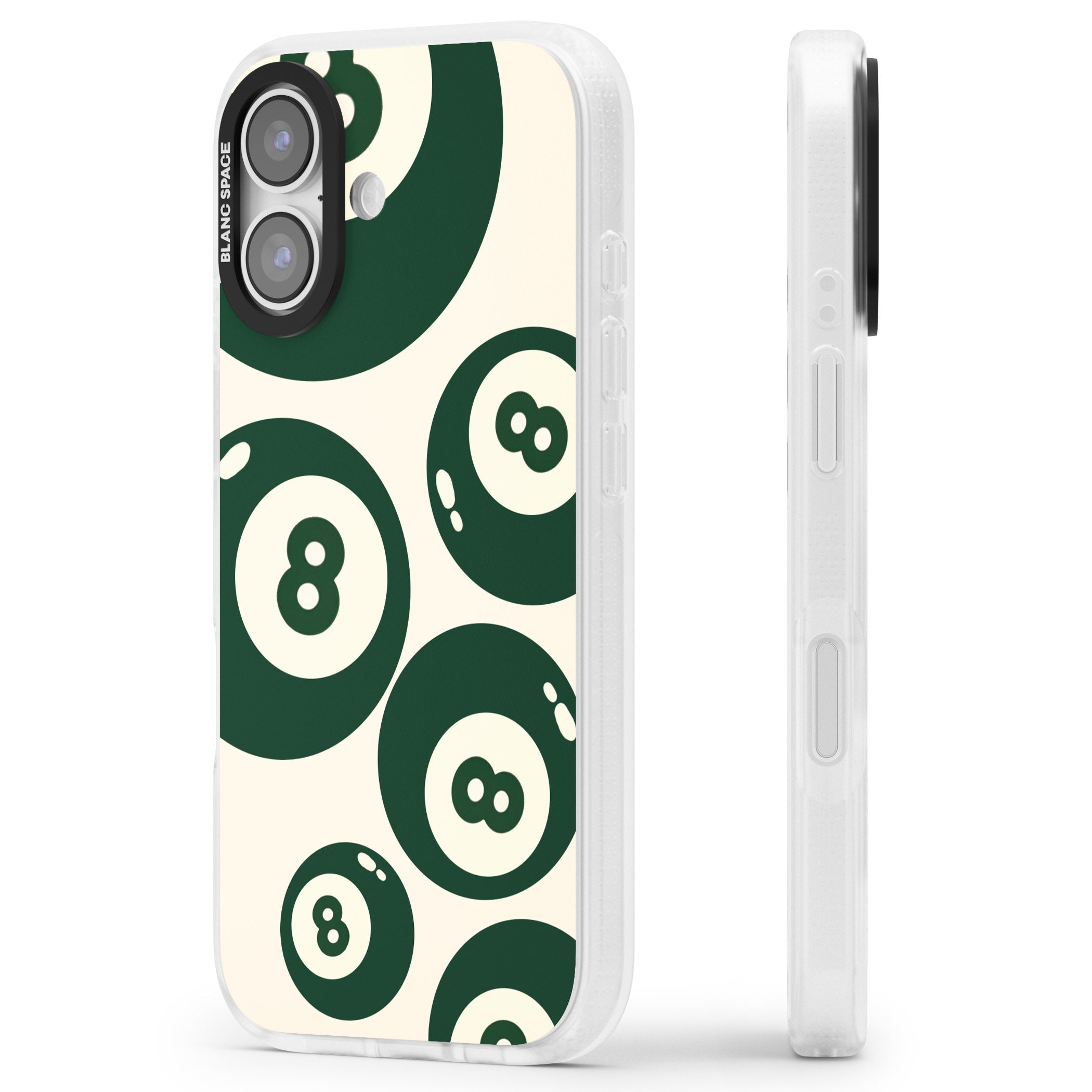 Green Eight Balls iPhone 17 Impact Air Clear Phone Case Side Profile