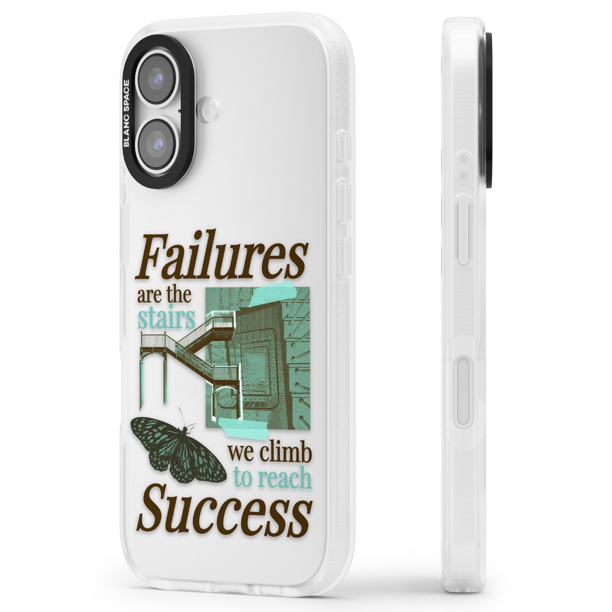 Fail To Succeed iPhone 17 Impact Air Clear Phone Case Side Profile