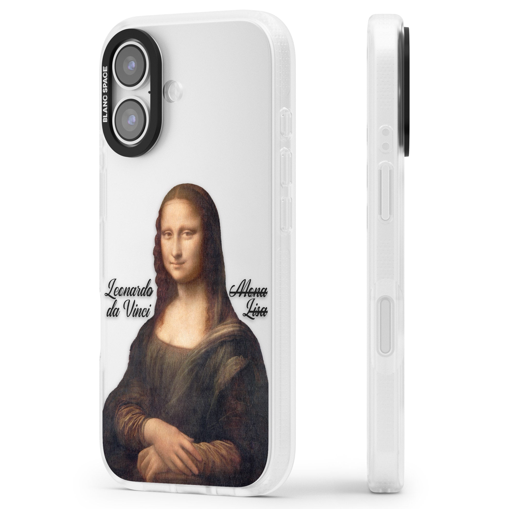 Mona Lisa Cutout iPhone 17 Impact Air Clear Phone Case Side Profile