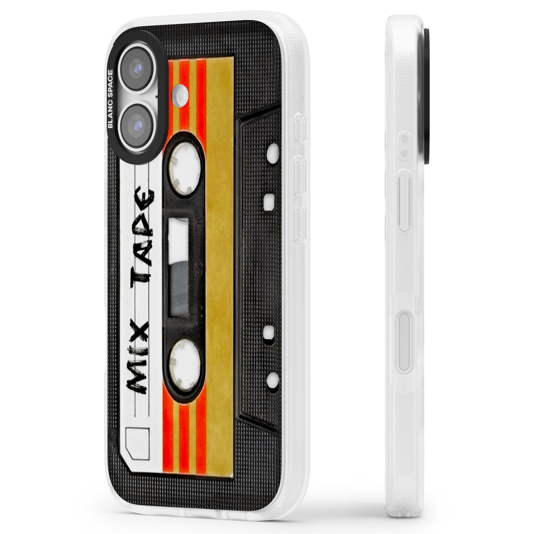 Retro Mix Tape iPhone 17 Impact Air Clear Phone Case Side Profile