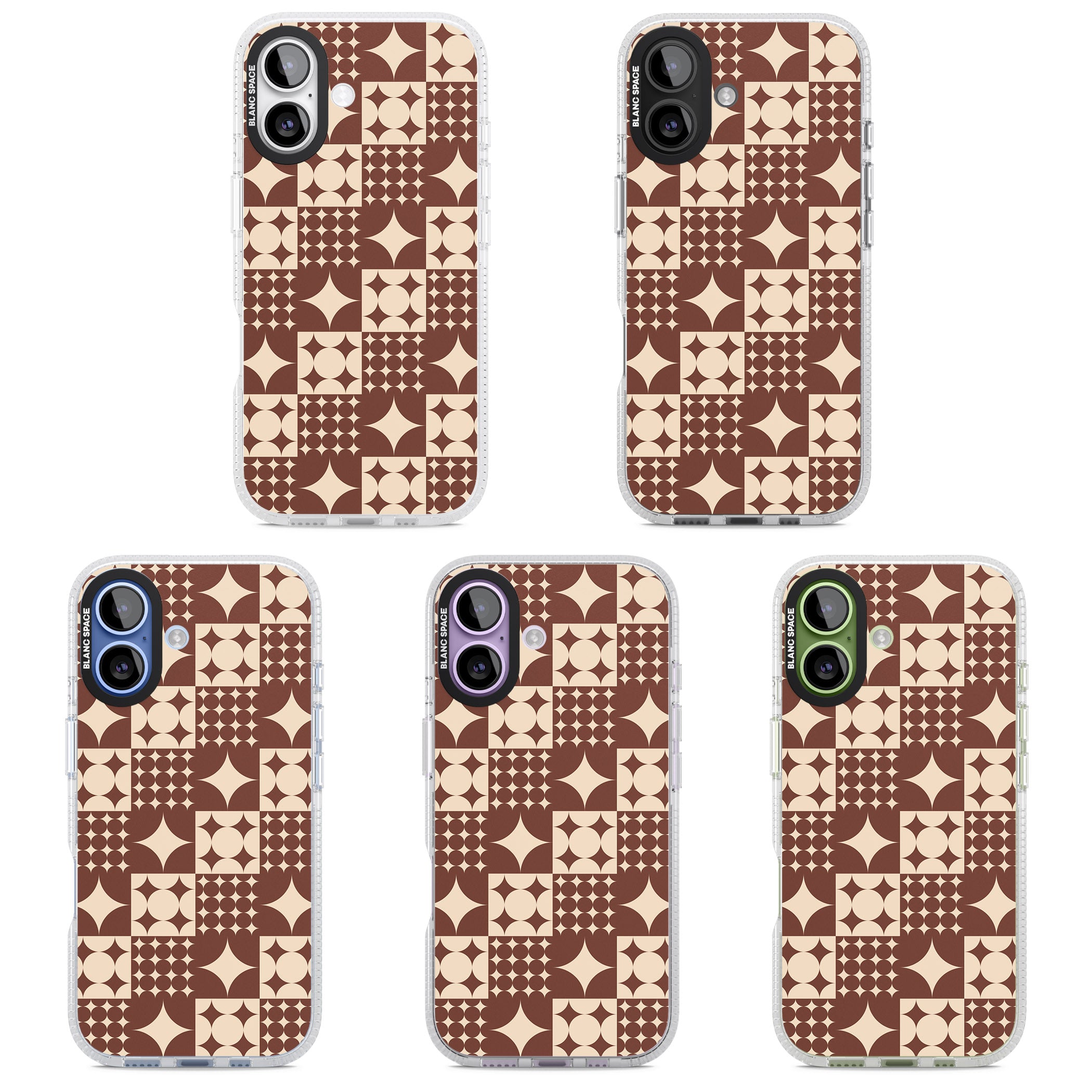 Mid Century Brown Checked iPhone 17 Impact Air Clear Phone Case APT Impact Protection