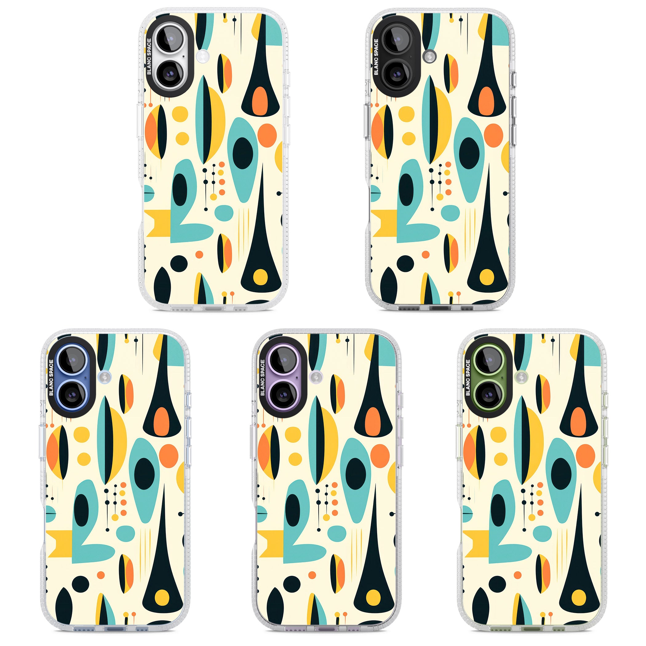 Mid Century Atomic Pattern iPhone 17 Impact Air Clear Phone Case APT Impact Protection