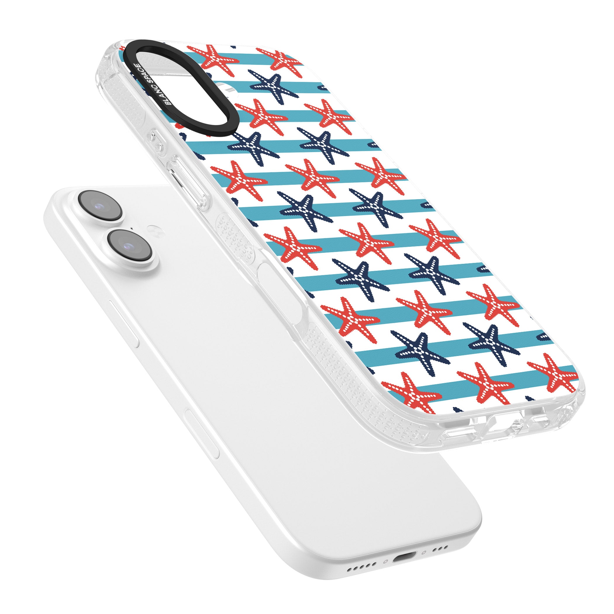 Nautical Starfish Stripe iPhone 17 Impact Air Clear Phone Case Colours