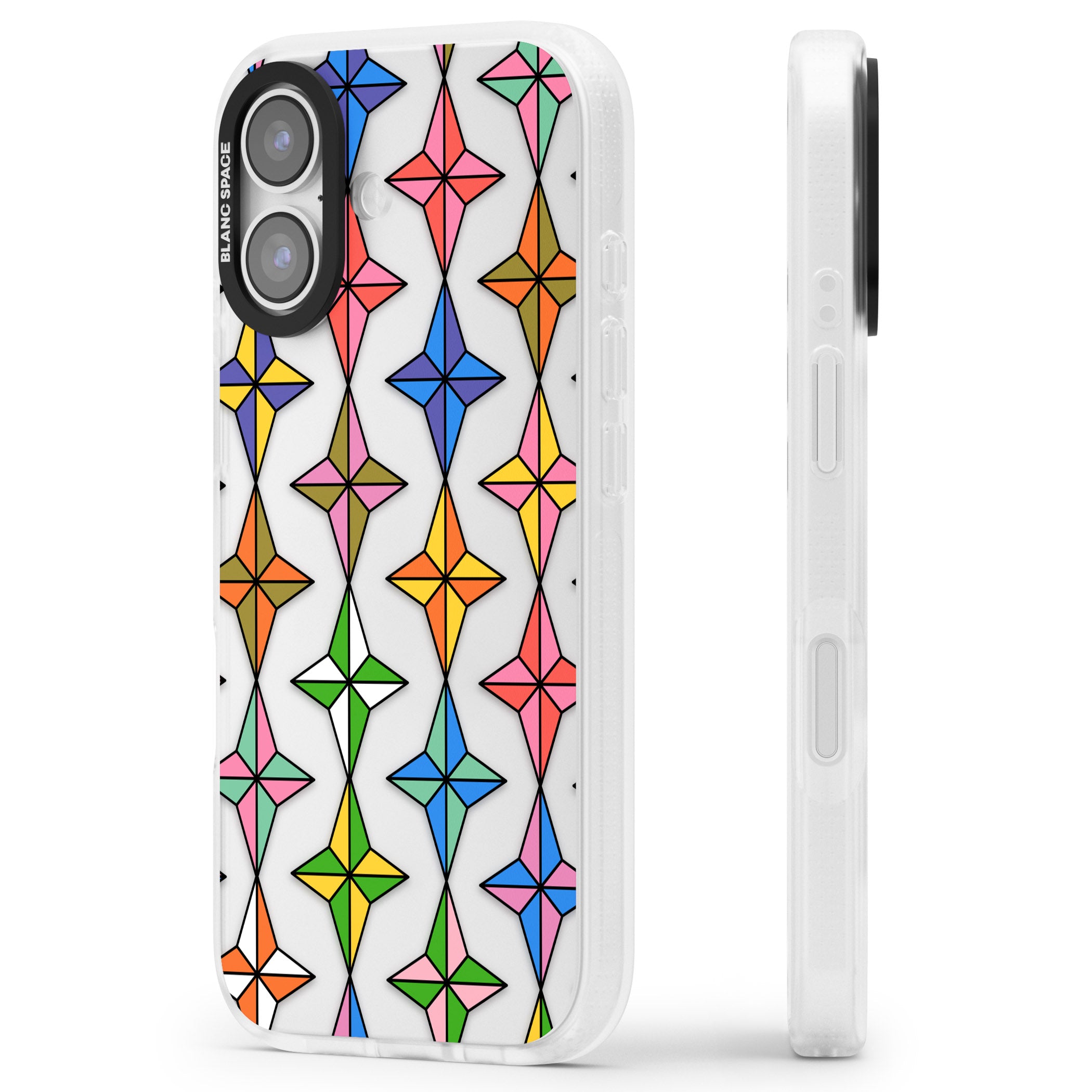 Multi Colour Stars Pattern iPhone 17 Impact Air Clear Phone Case Side Profile