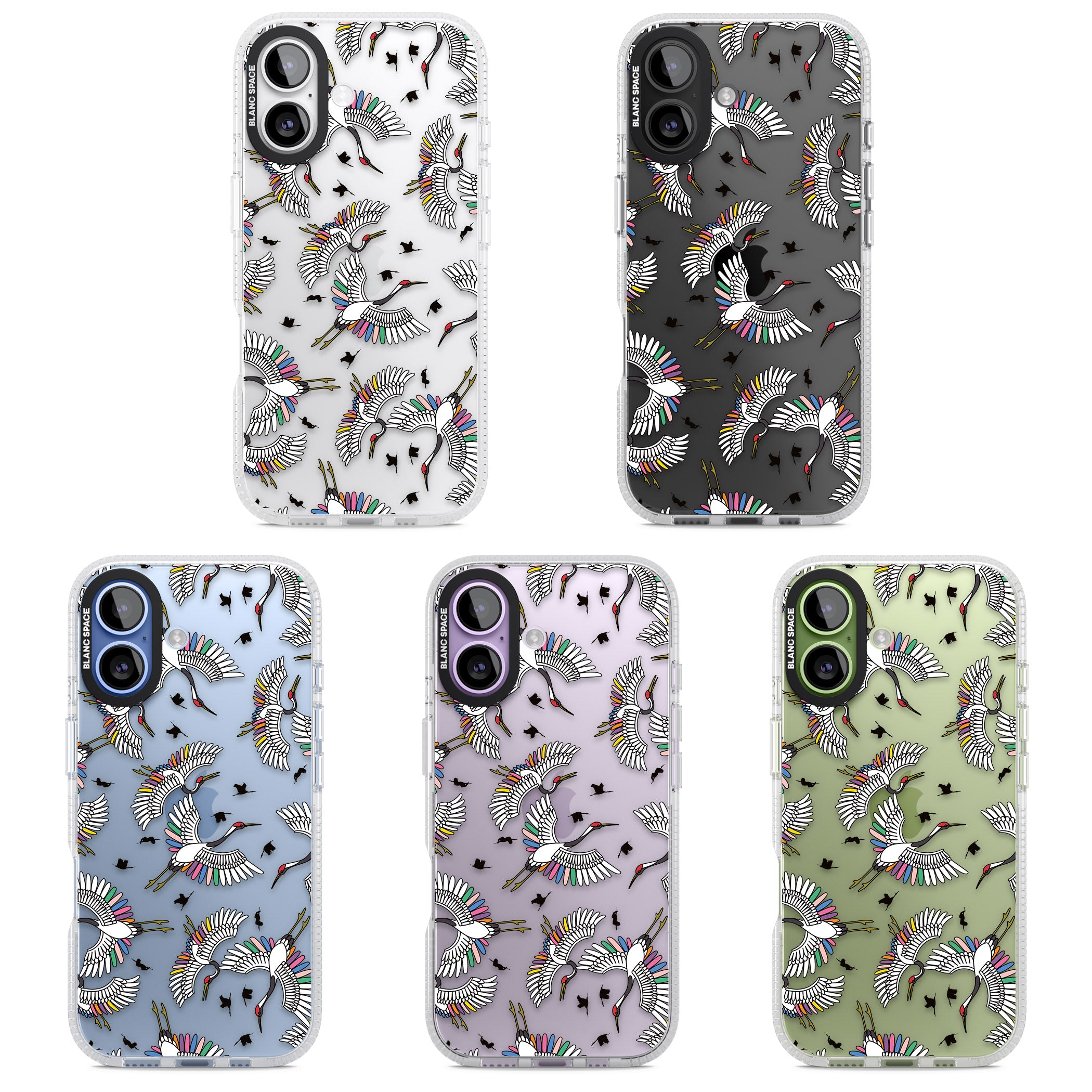 Colourful Crane Pattern iPhone 17 Impact Air Clear Phone Case APT Impact Protection