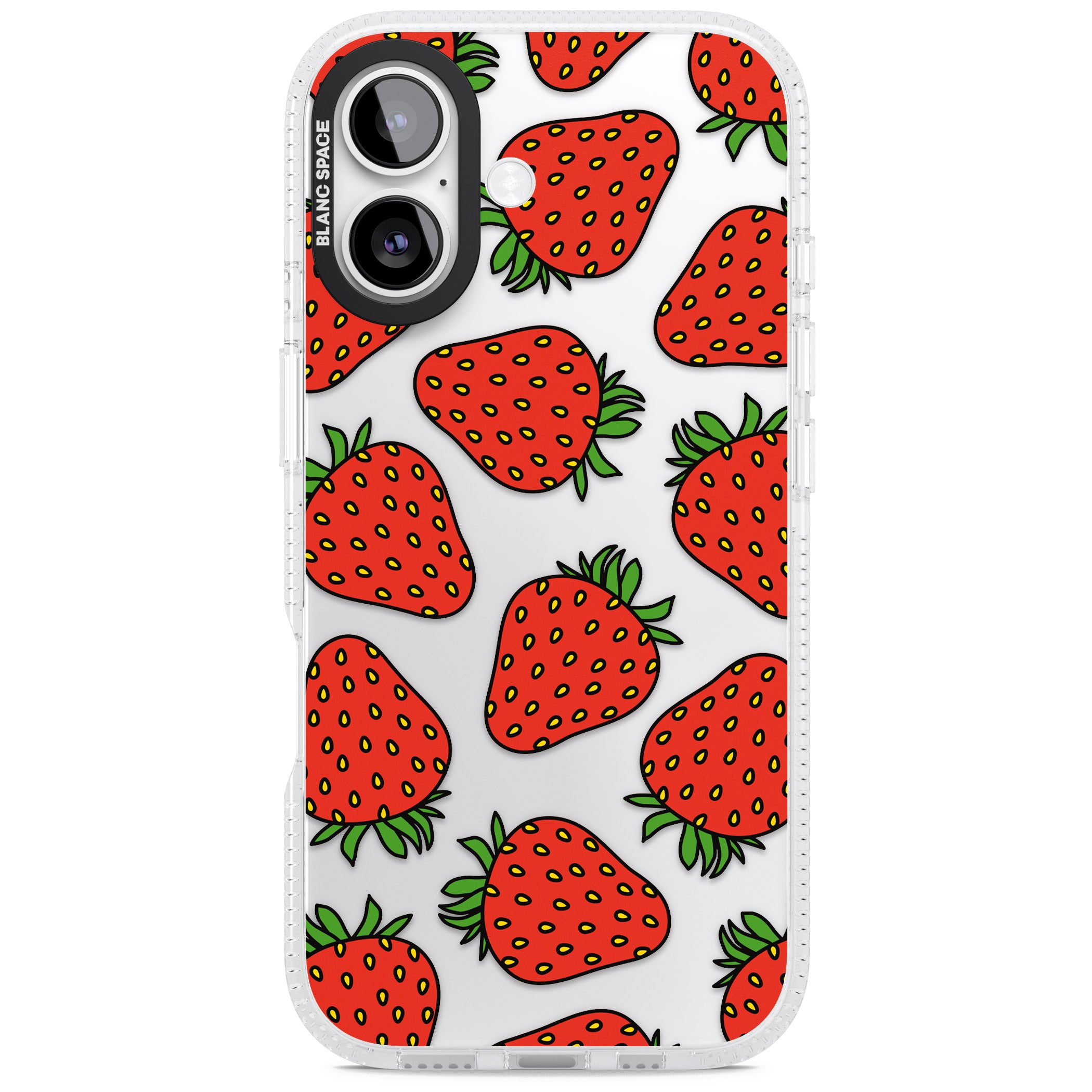 Strawberry Pattern iPhone 17 Impact Air Clear Phone Case