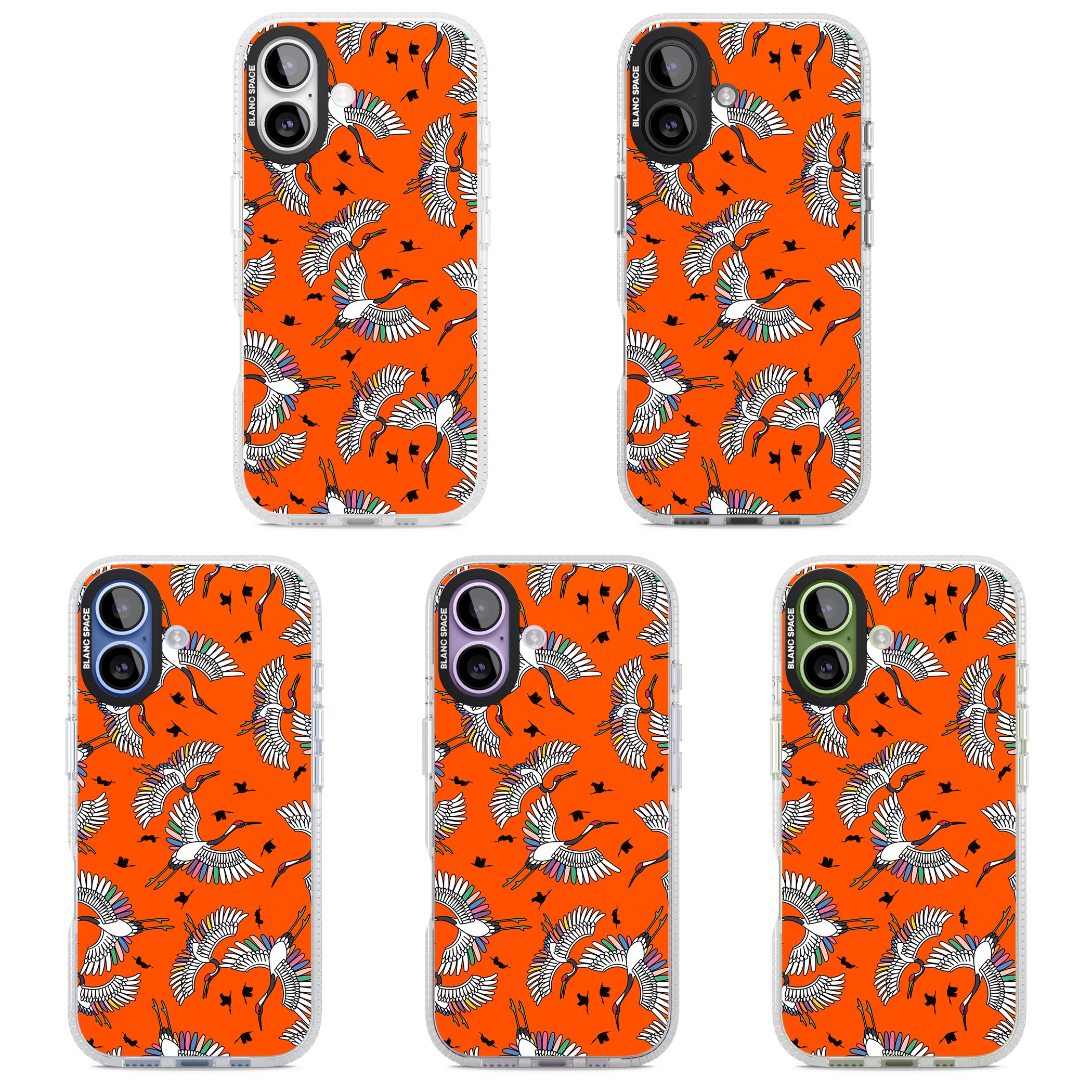 Colourful Crane Pattern (Orange) iPhone 17 Impact Air Clear Phone Case APT Impact Protection