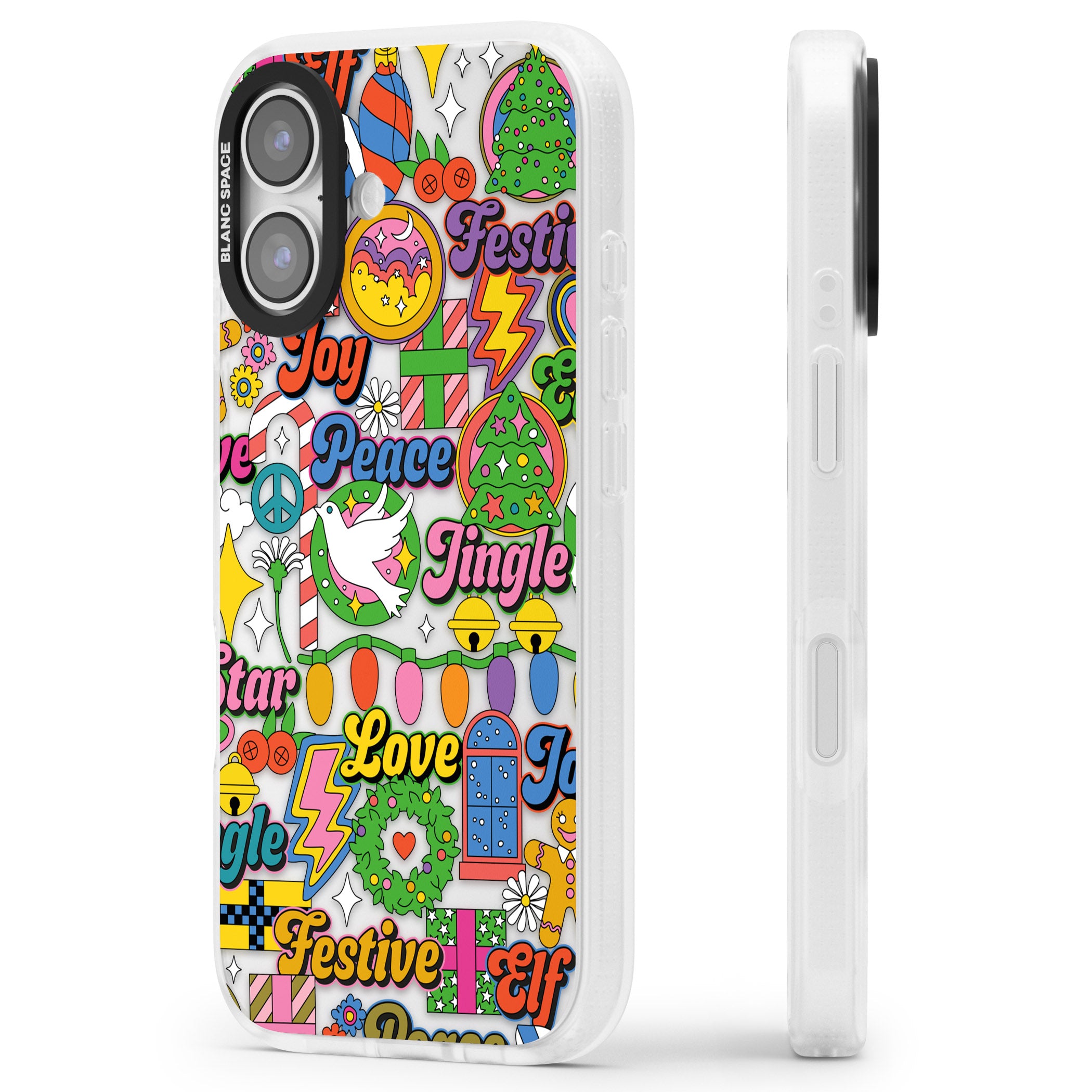 Peace & Festivities iPhone 17 Impact Air Clear Phone Case Side Profile