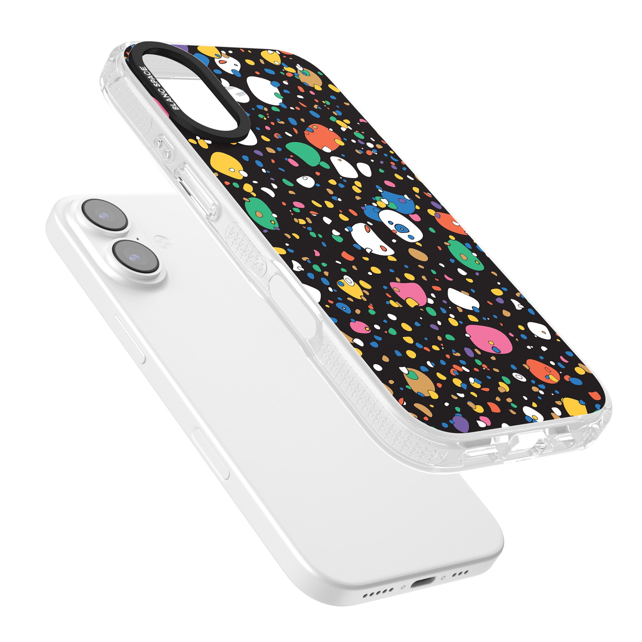 Colourful Confetti Pebbles (Black) iPhone 17 Impact Air Clear Phone Case Colours