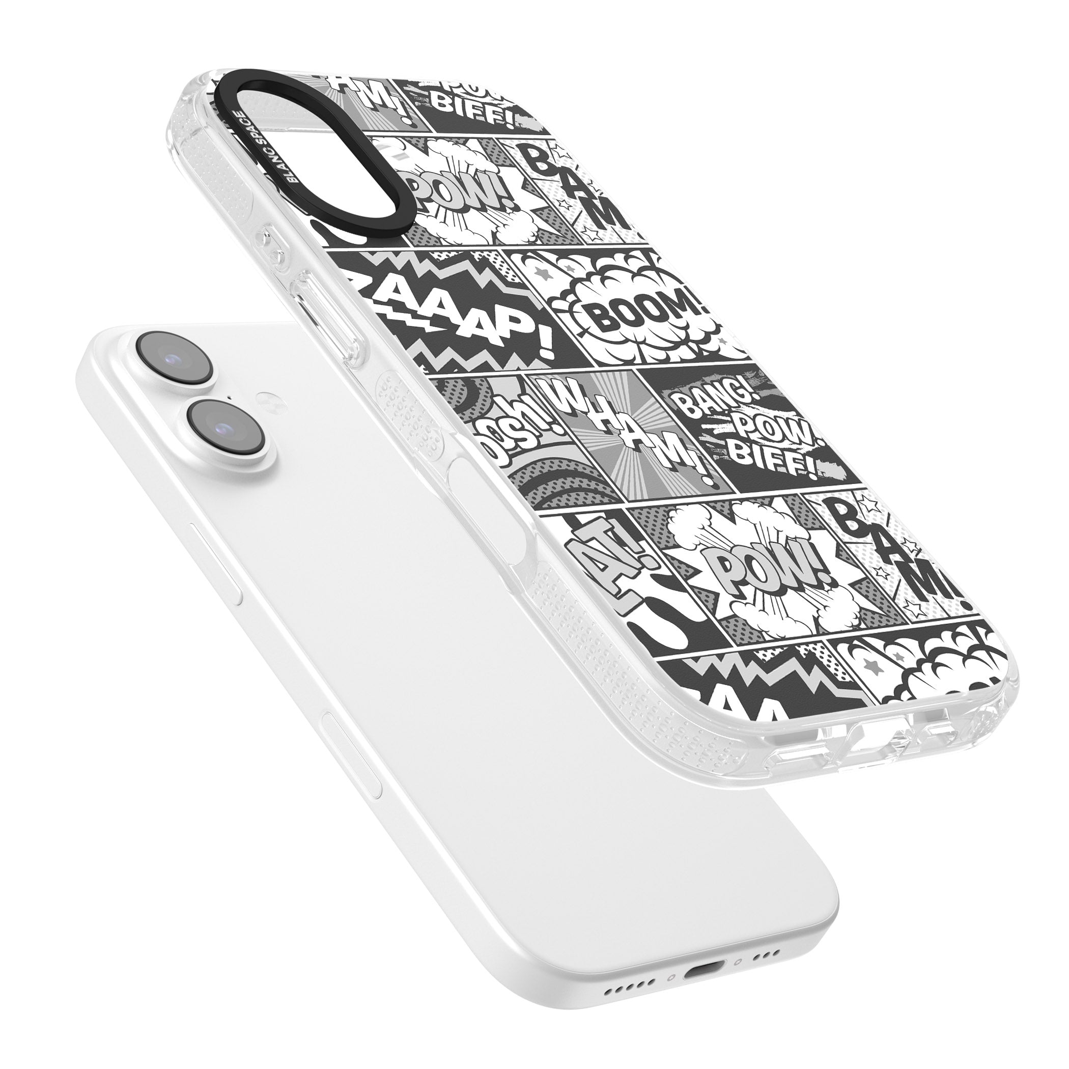 Onomatopoeia (Black & White) iPhone 17 Impact Air Clear Phone Case Colours