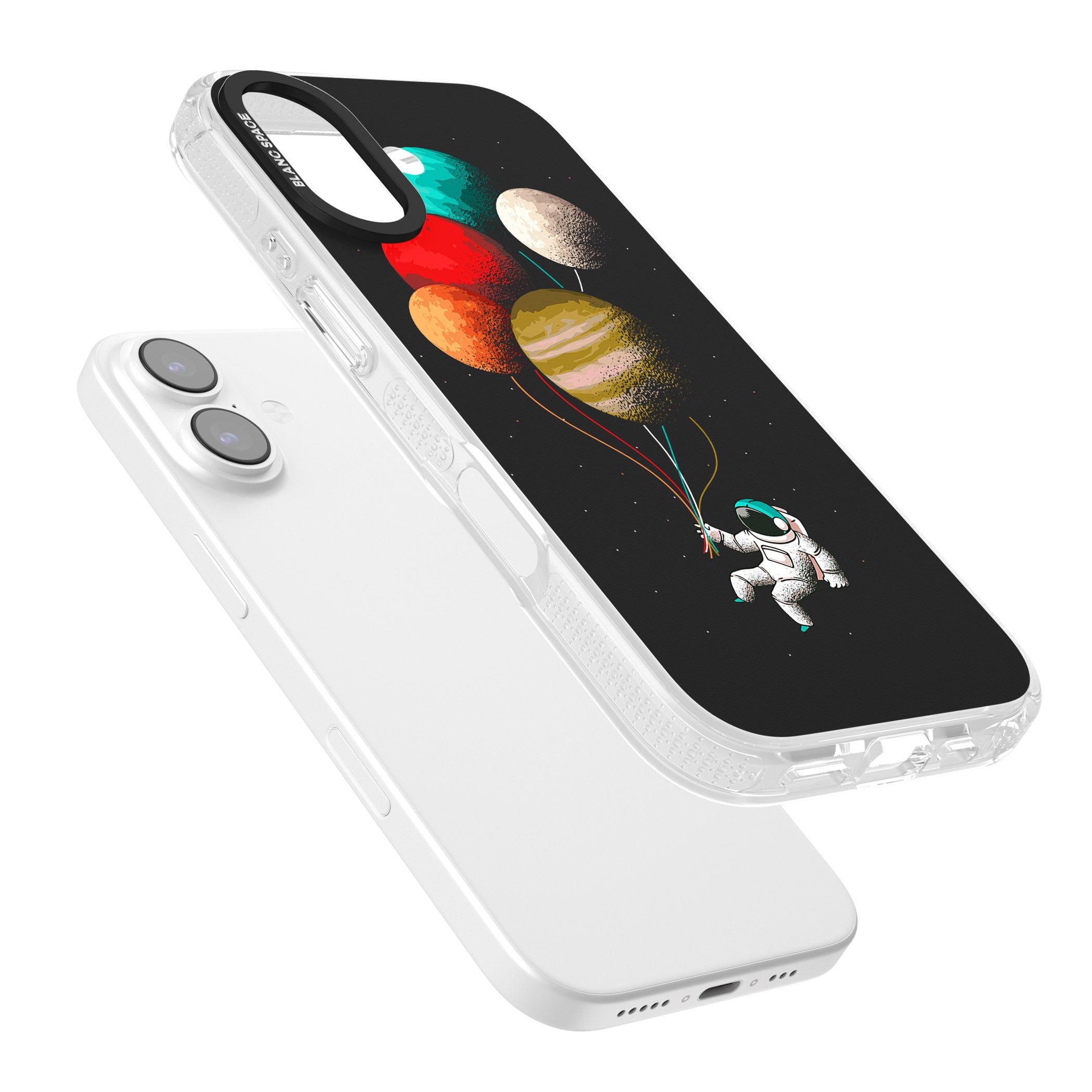 Astronaut Balloon Planets iPhone 17 Impact Air Clear Phone Case Colours
