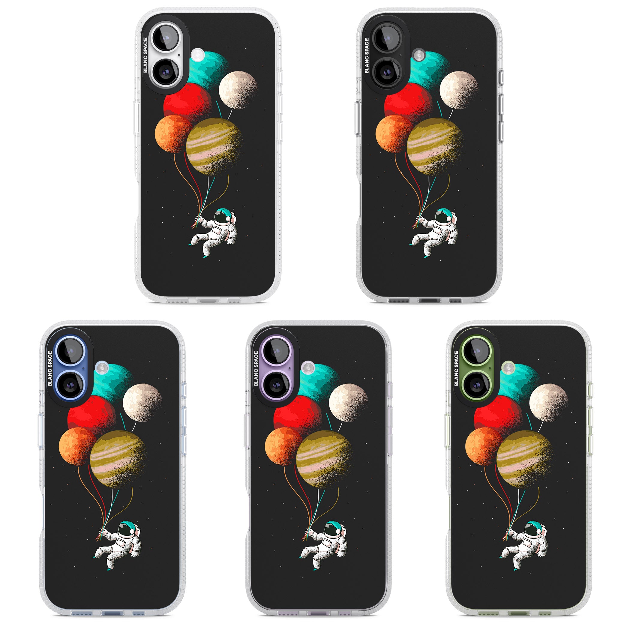 Astronaut Balloon Planets iPhone 17 Impact Air Clear Phone Case APT Impact Protection