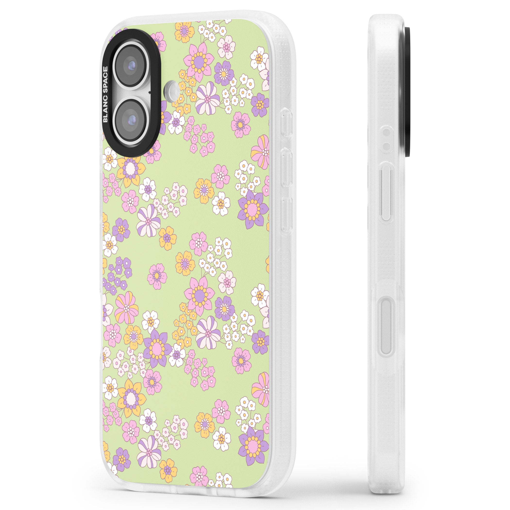 Grass Green Flowers iPhone 17 Impact Air Clear Phone Case Side Profile