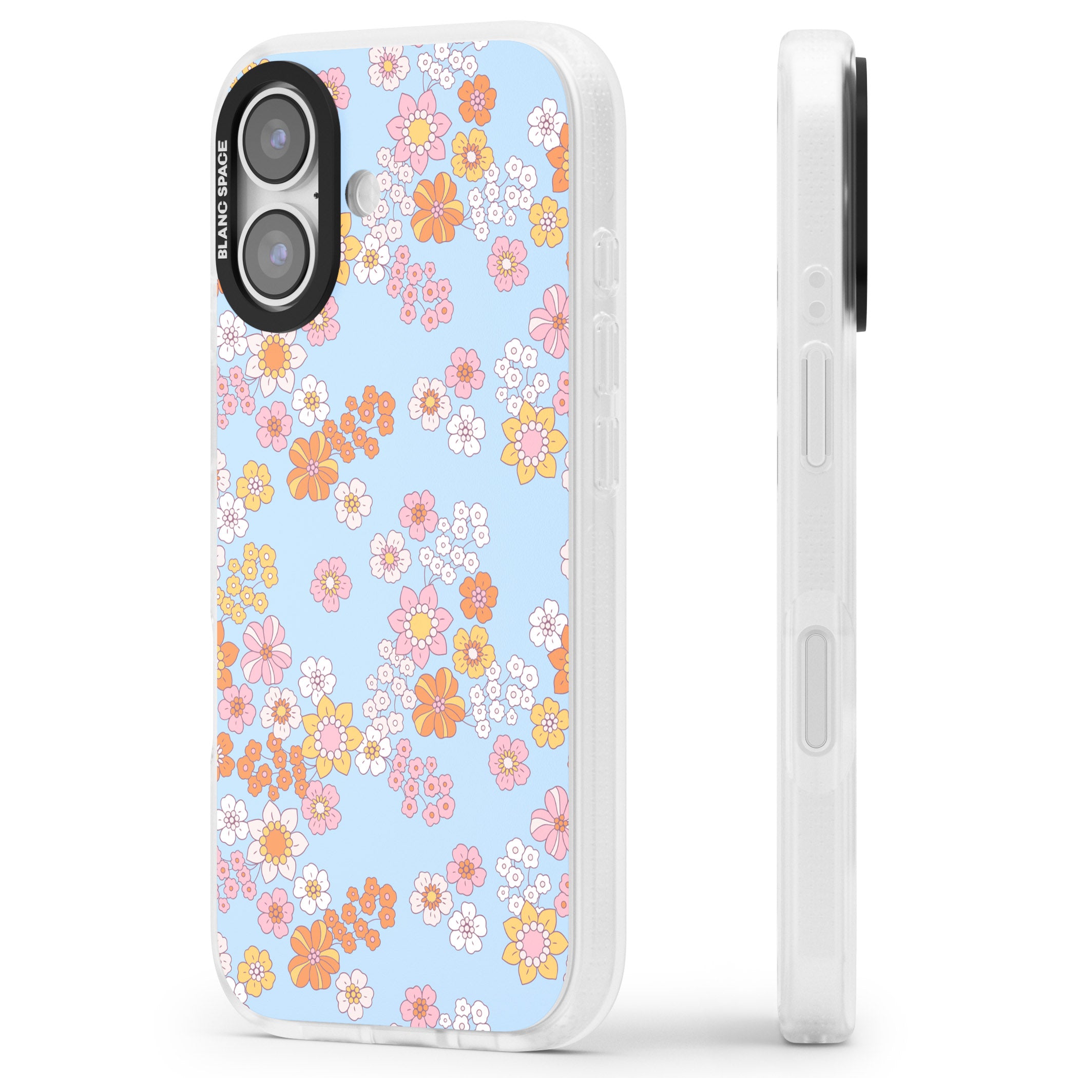 Lake Blue Flower Mix iPhone 17 Impact Air Clear Phone Case Side Profile
