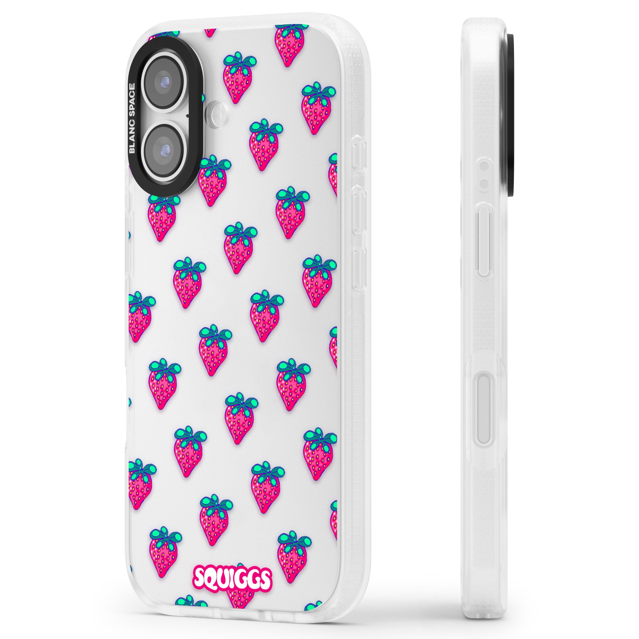 Strawberry Patch iPhone 17 Impact Air Clear Phone Case Side Profile