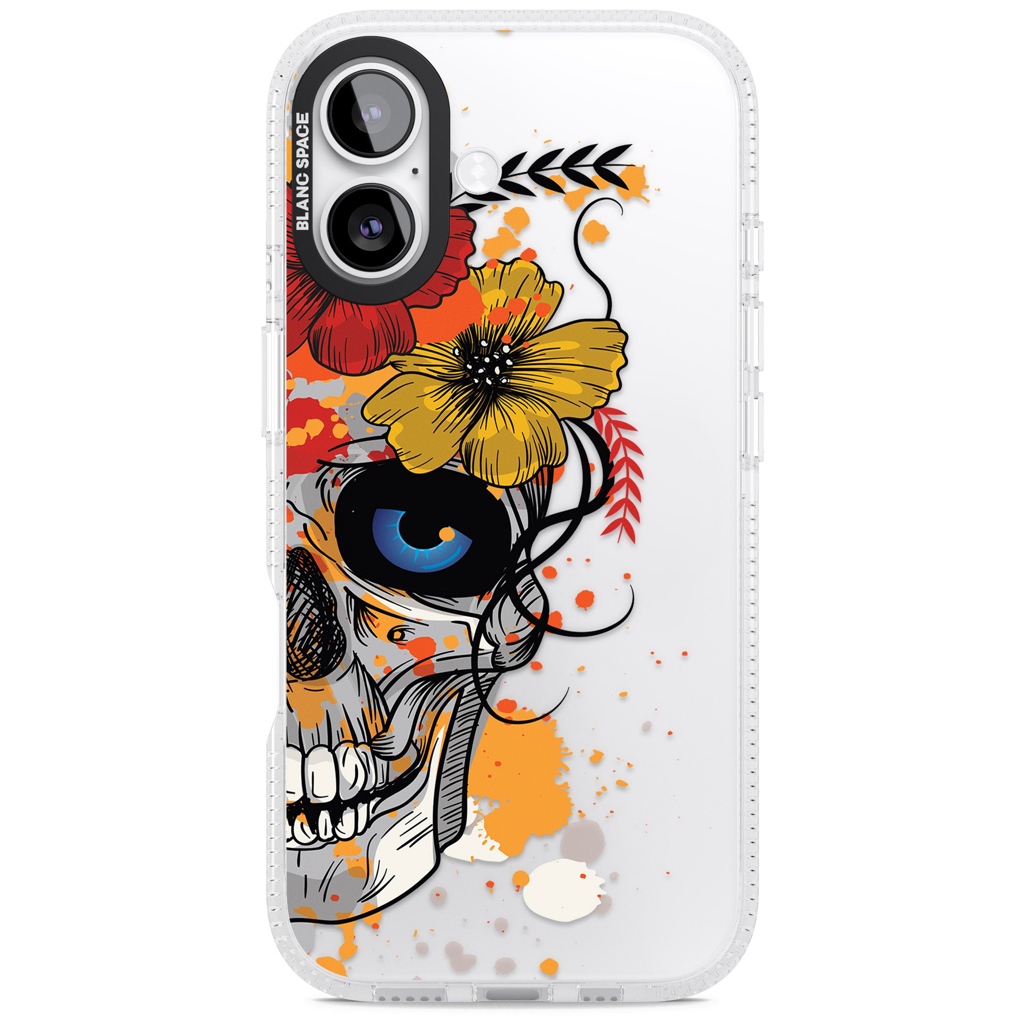 Sugar Skull Flowers iPhone 17 Impact Air Clear Phone Case
