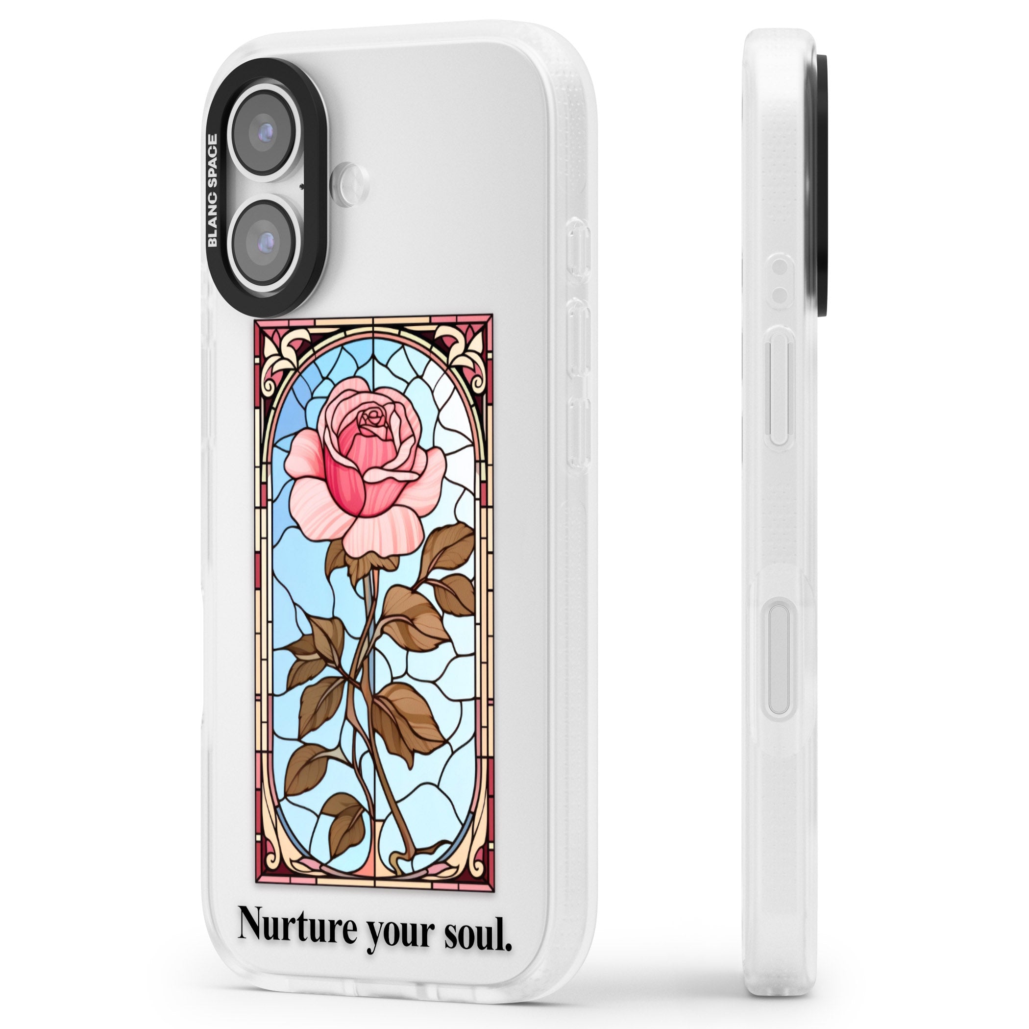 Nurture Your Soul iPhone 17 Impact Air Clear Phone Case Side Profile