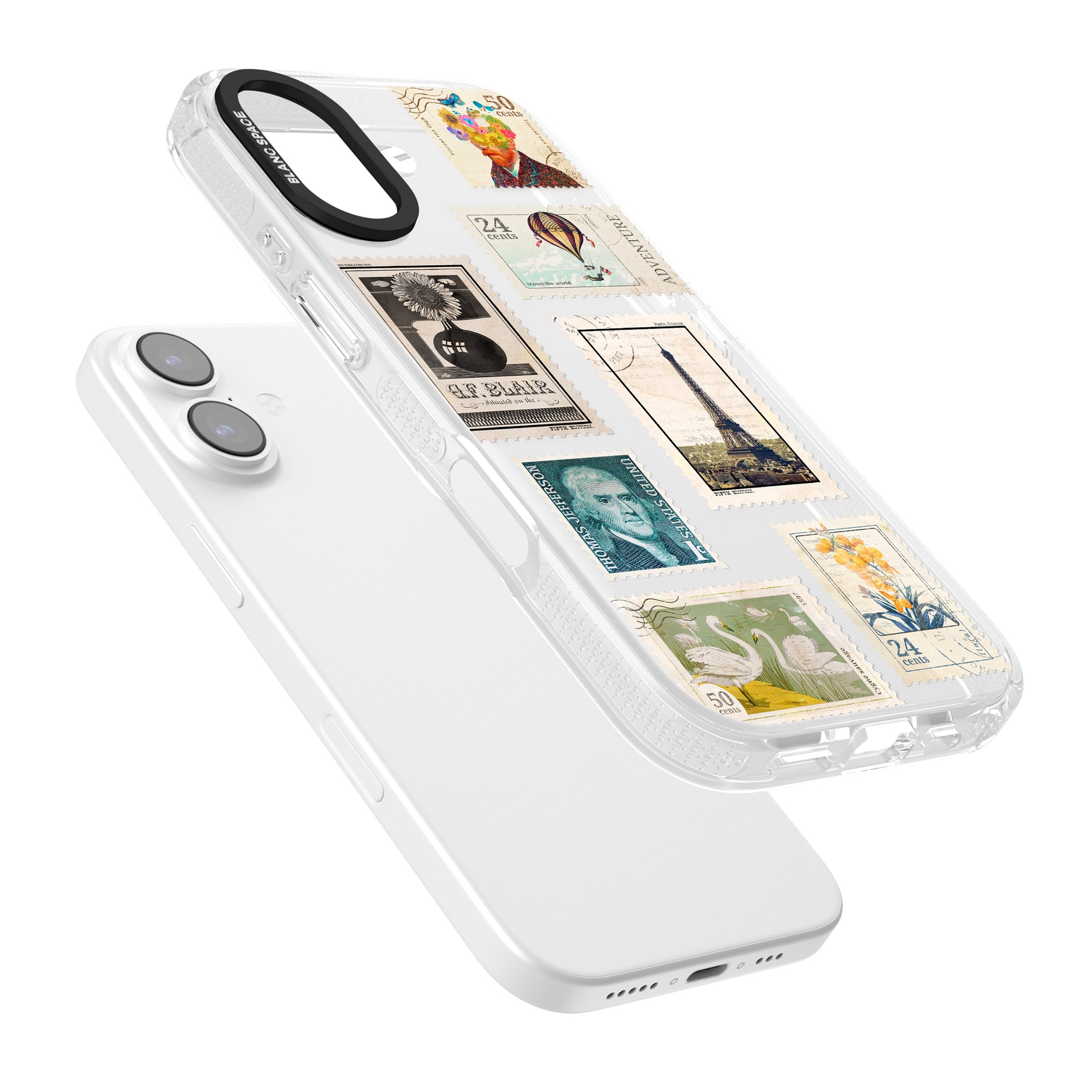 Vintage Stamps iPhone 17 Impact Air Clear Phone Case Colours