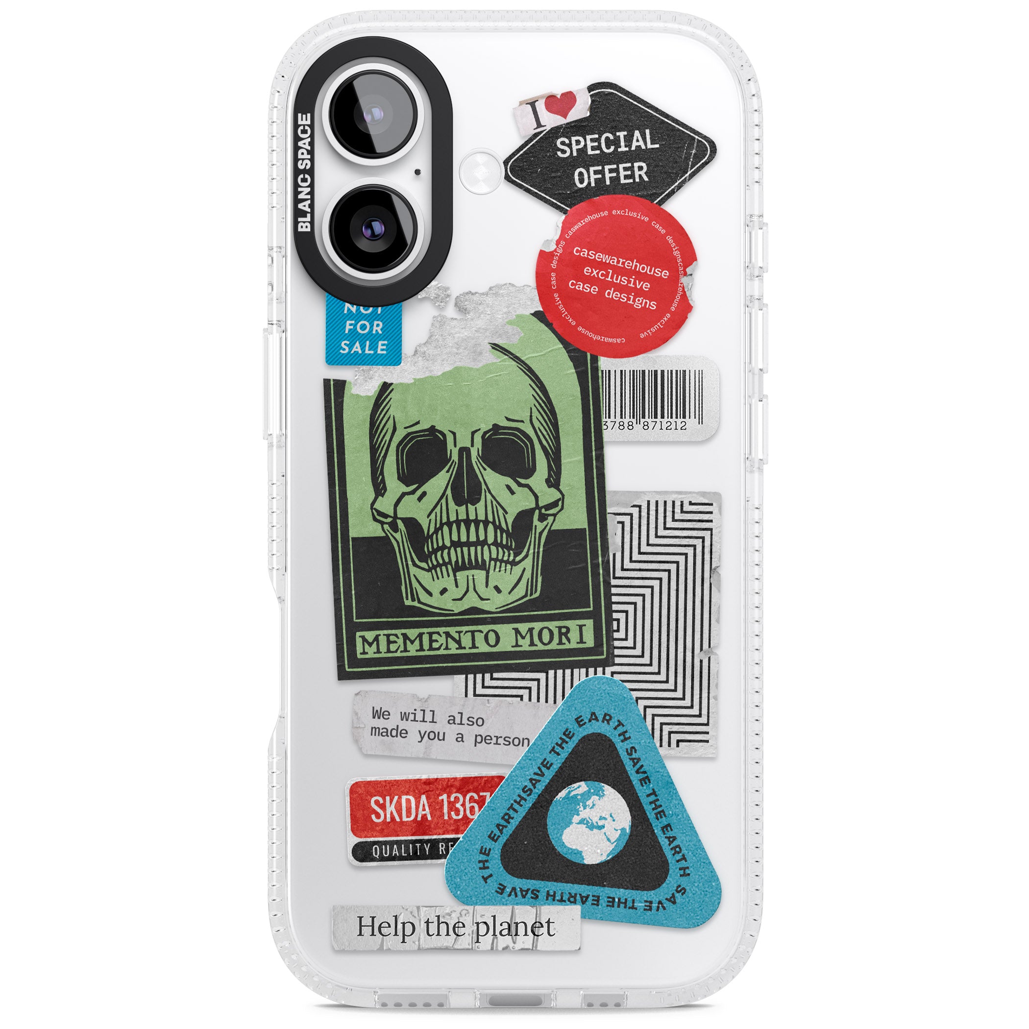 Skull Sticker Mix iPhone 17 Impact Air Clear Phone Case