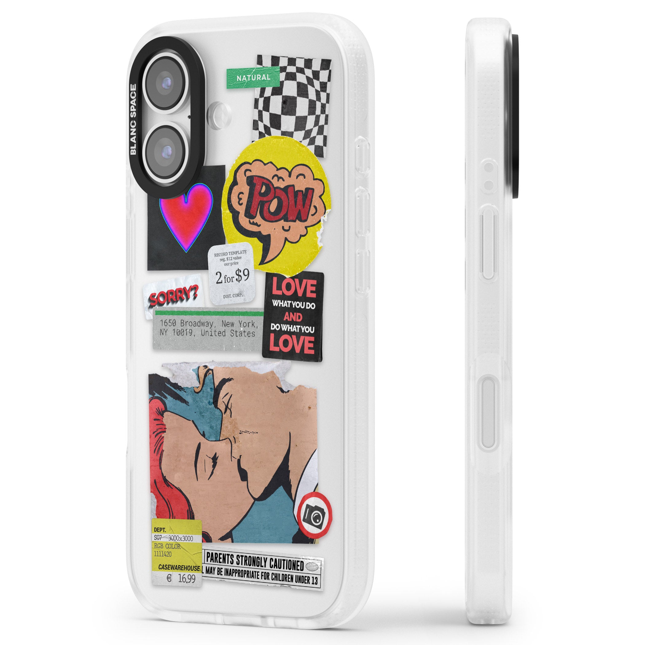 Retro Sticker Mix iPhone 17 Impact Air Clear Phone Case Side Profile