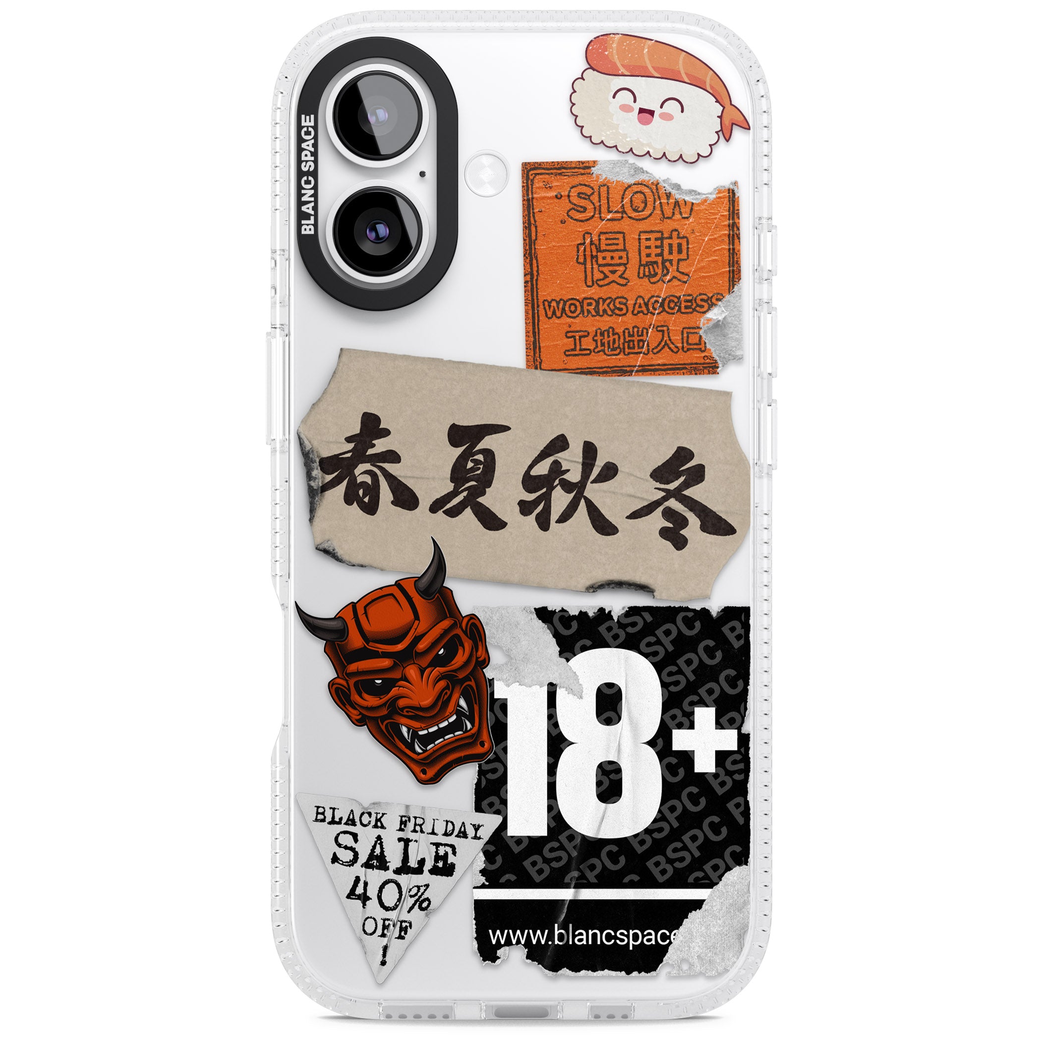 Asian Sticker Mix iPhone 17 Impact Air Clear Phone Case
