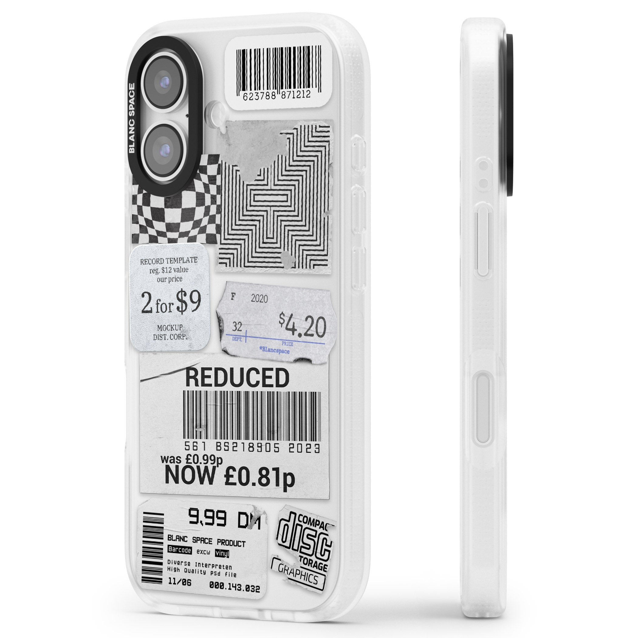 White Sticker Mix iPhone 17 Impact Air Clear Phone Case Side Profile