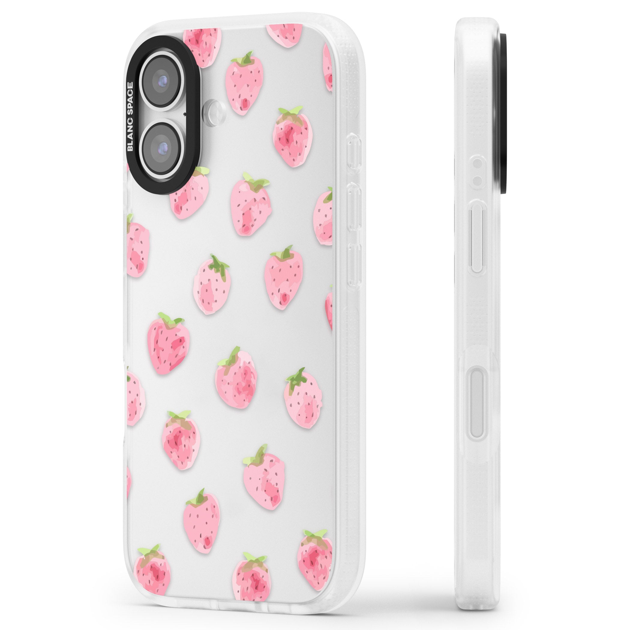 Classic Strawberry iPhone 17 Impact Air Clear Phone Case Side Profile