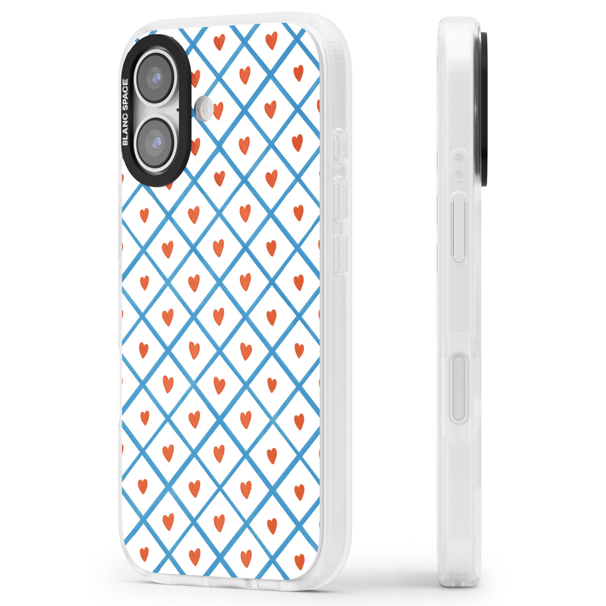 Lattice Love Hearts iPhone 17 Impact Air Clear Phone Case Side Profile