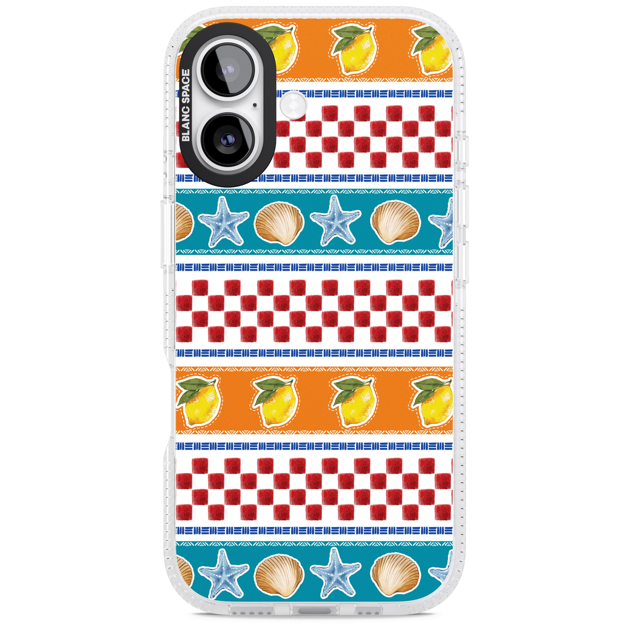 Coastal Italian Check Pattern iPhone 17 Impact Air Clear Phone Case