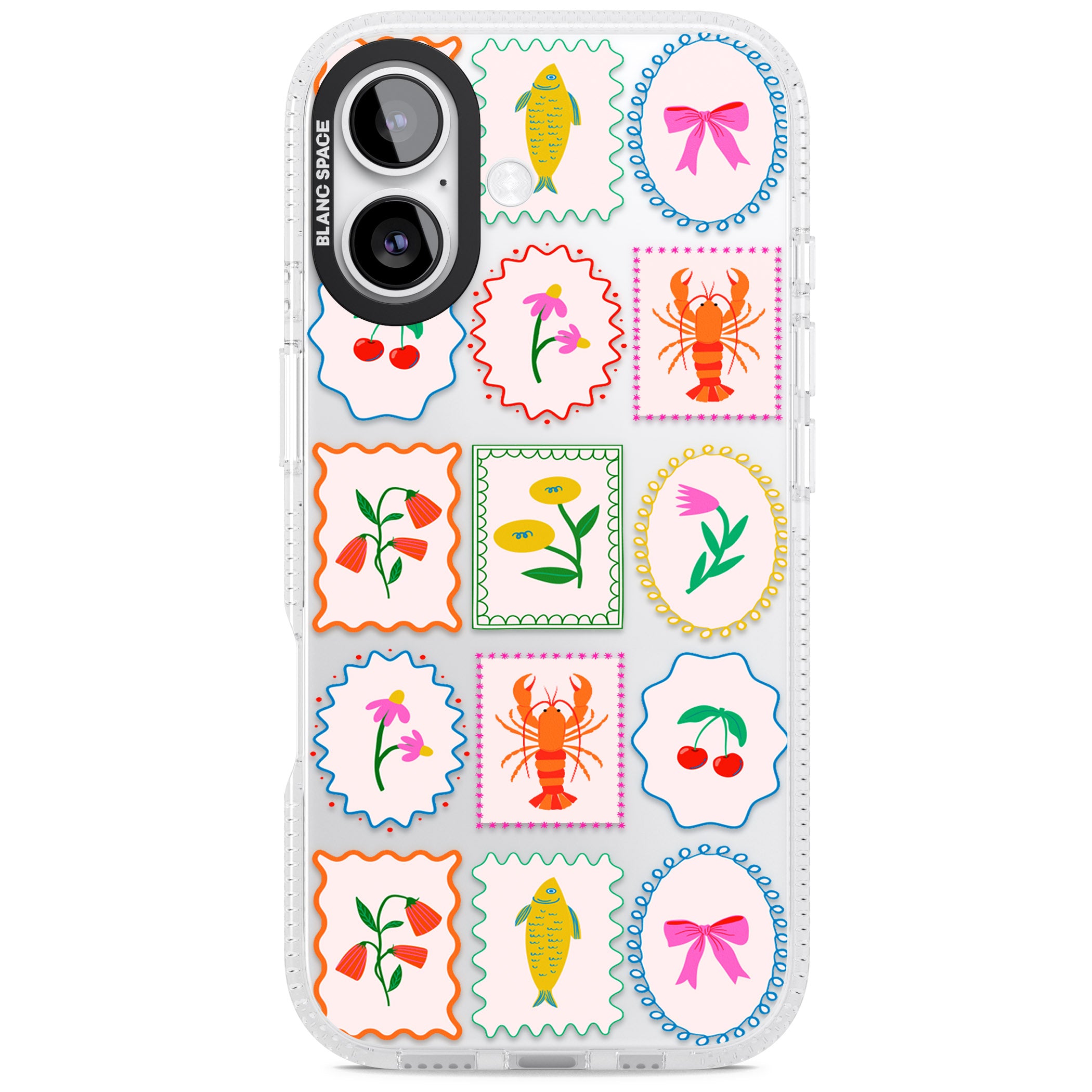 Floral Seafood Stamps iPhone 17 Impact Air Clear Phone Case