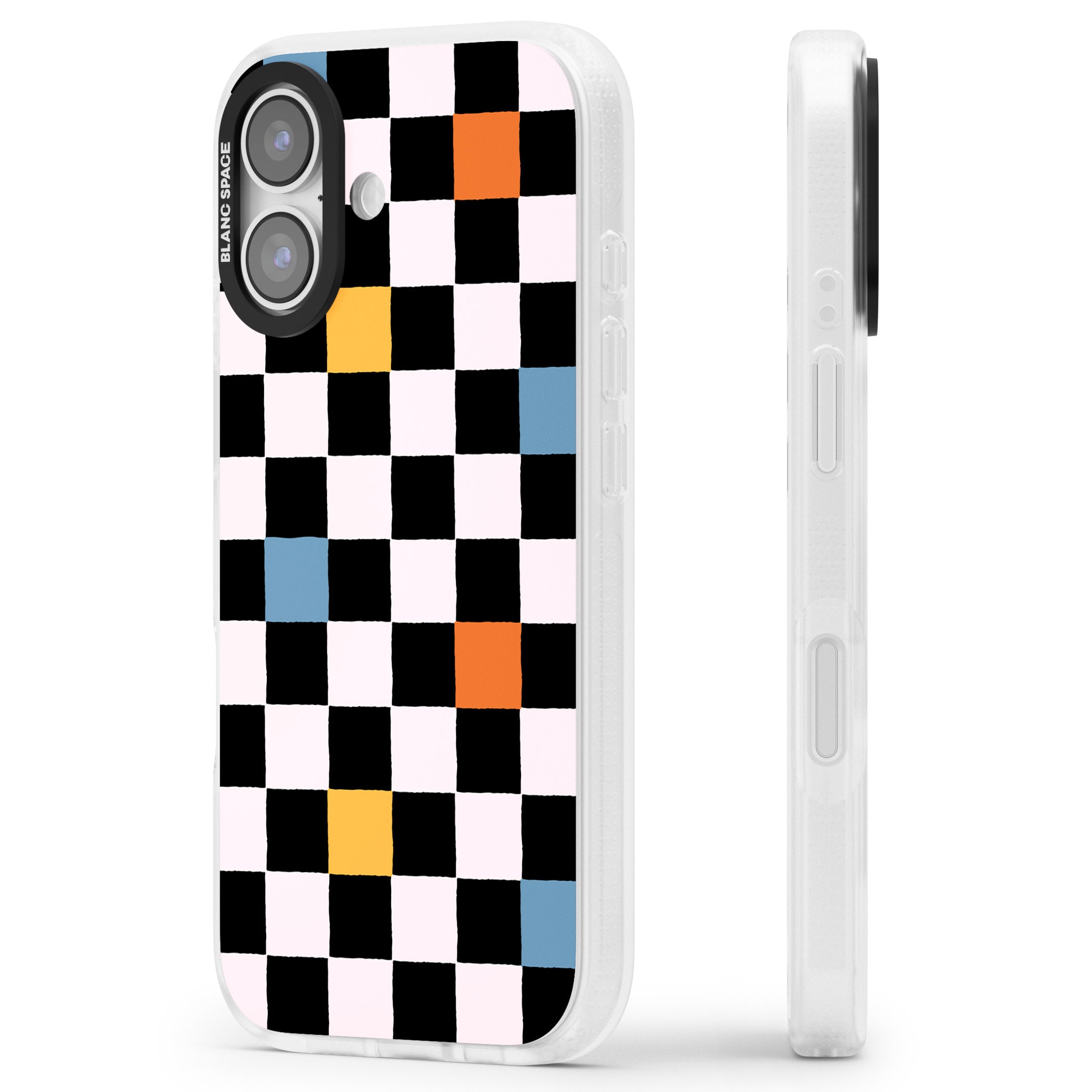 Vibrant Retro Checkered iPhone 17 Impact Air Clear Phone Case Side Profile