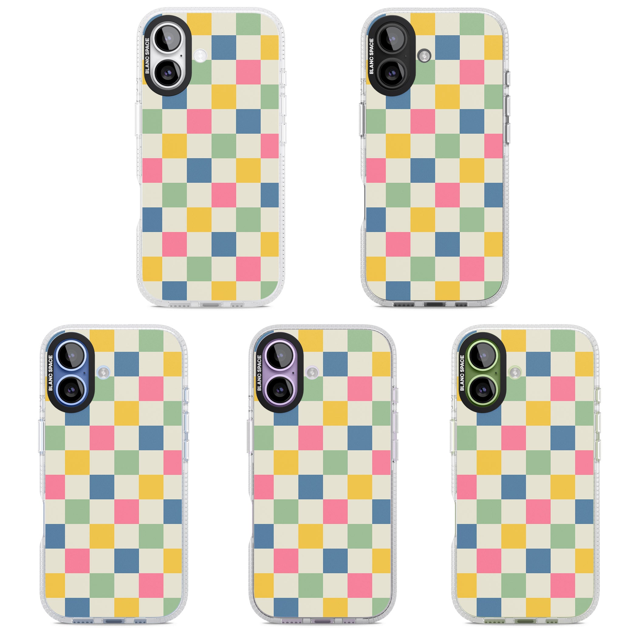 Pastel Multicolor Checkered iPhone 17 Impact Air Clear Phone Case APT Impact Protection