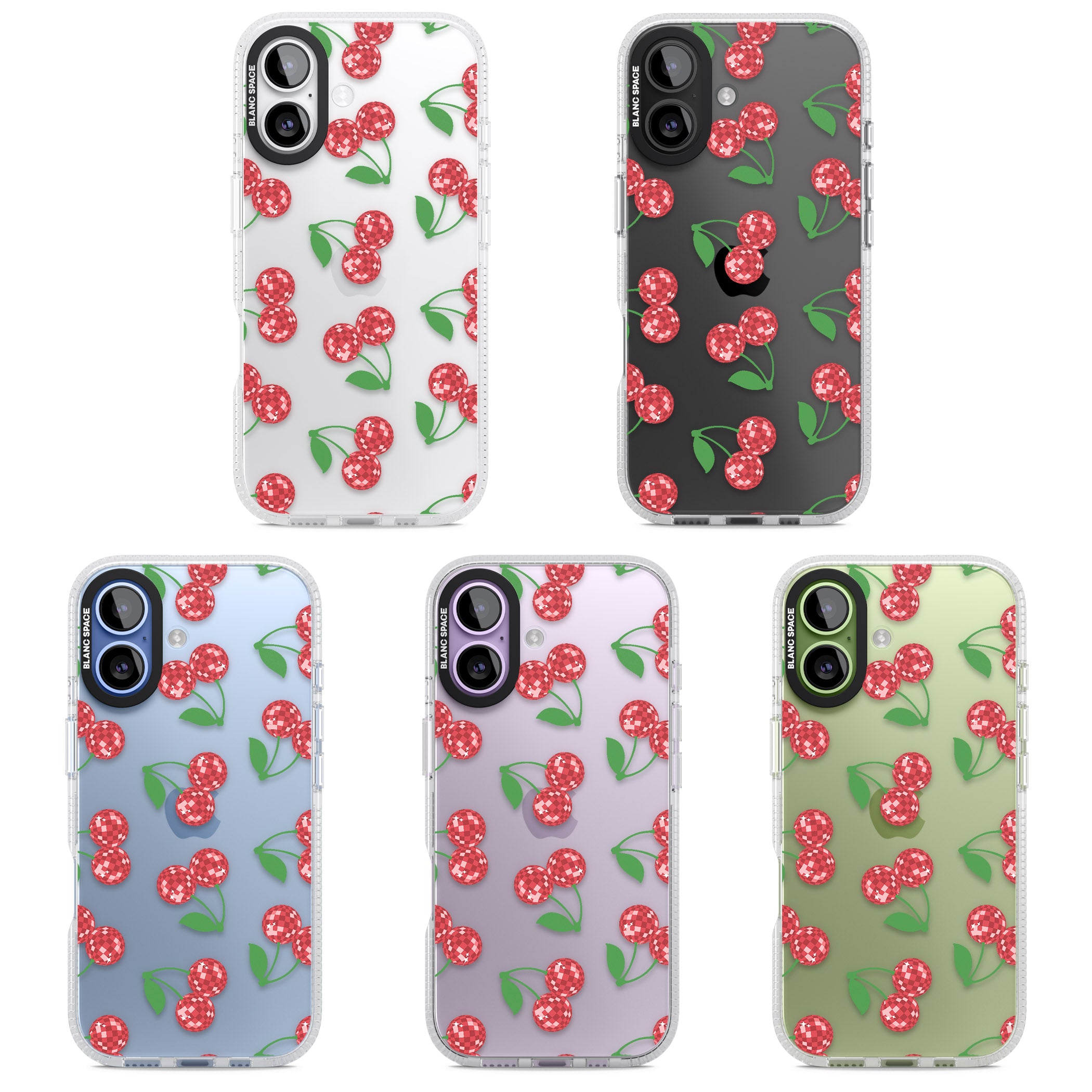 Disco Cherry Pattern iPhone 17 Impact Air Clear Phone Case APT Impact Protection