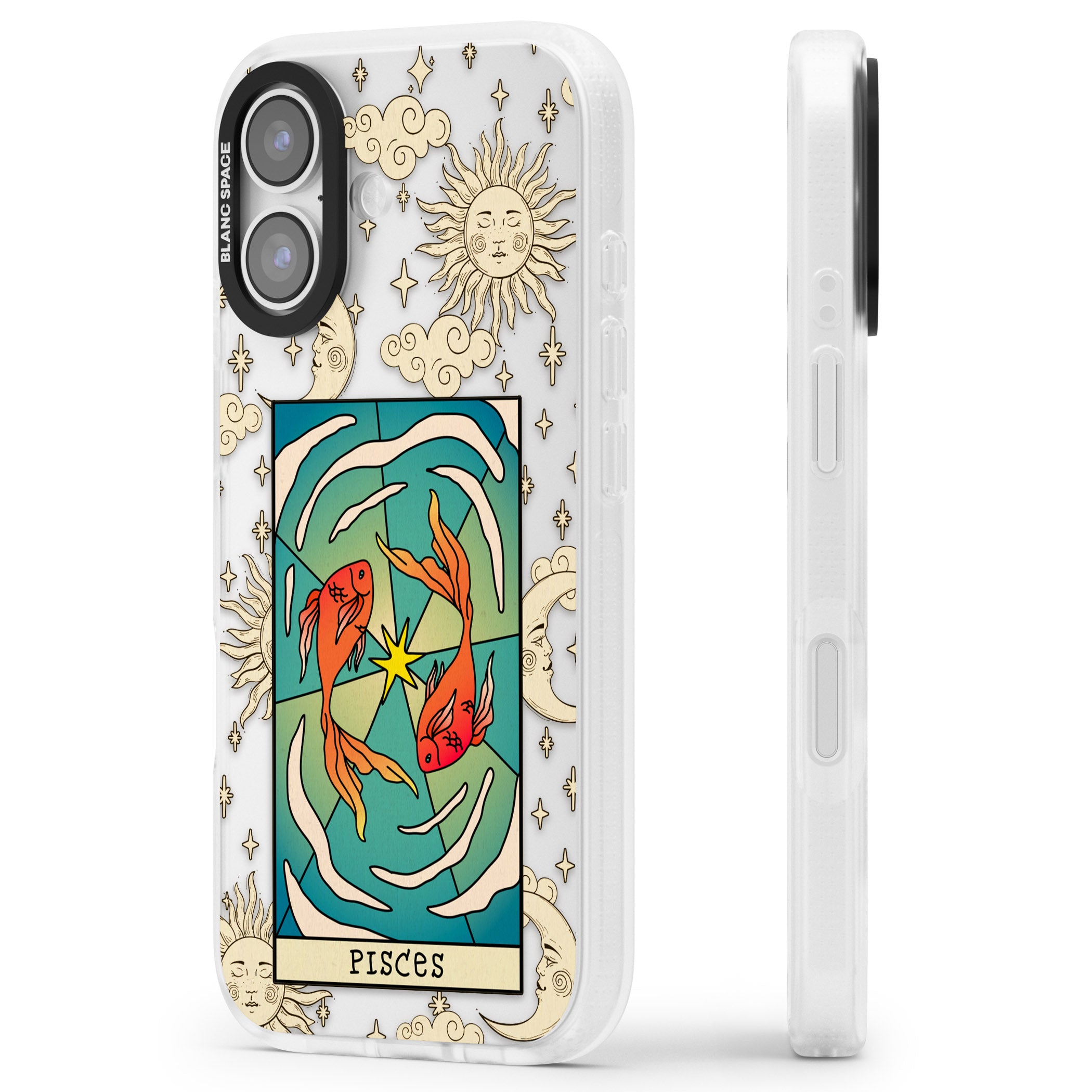 Celestial Zodiac Pisces iPhone 17 Impact Air Clear Phone Case Side Profile