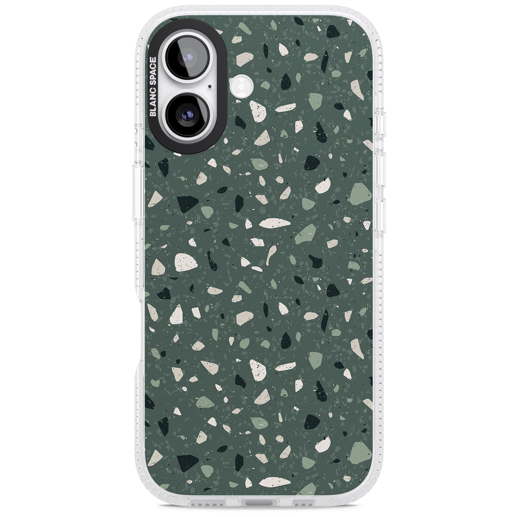 Green & Cream Terrazzo Pattern iPhone 17 Impact Air Clear Phone Case