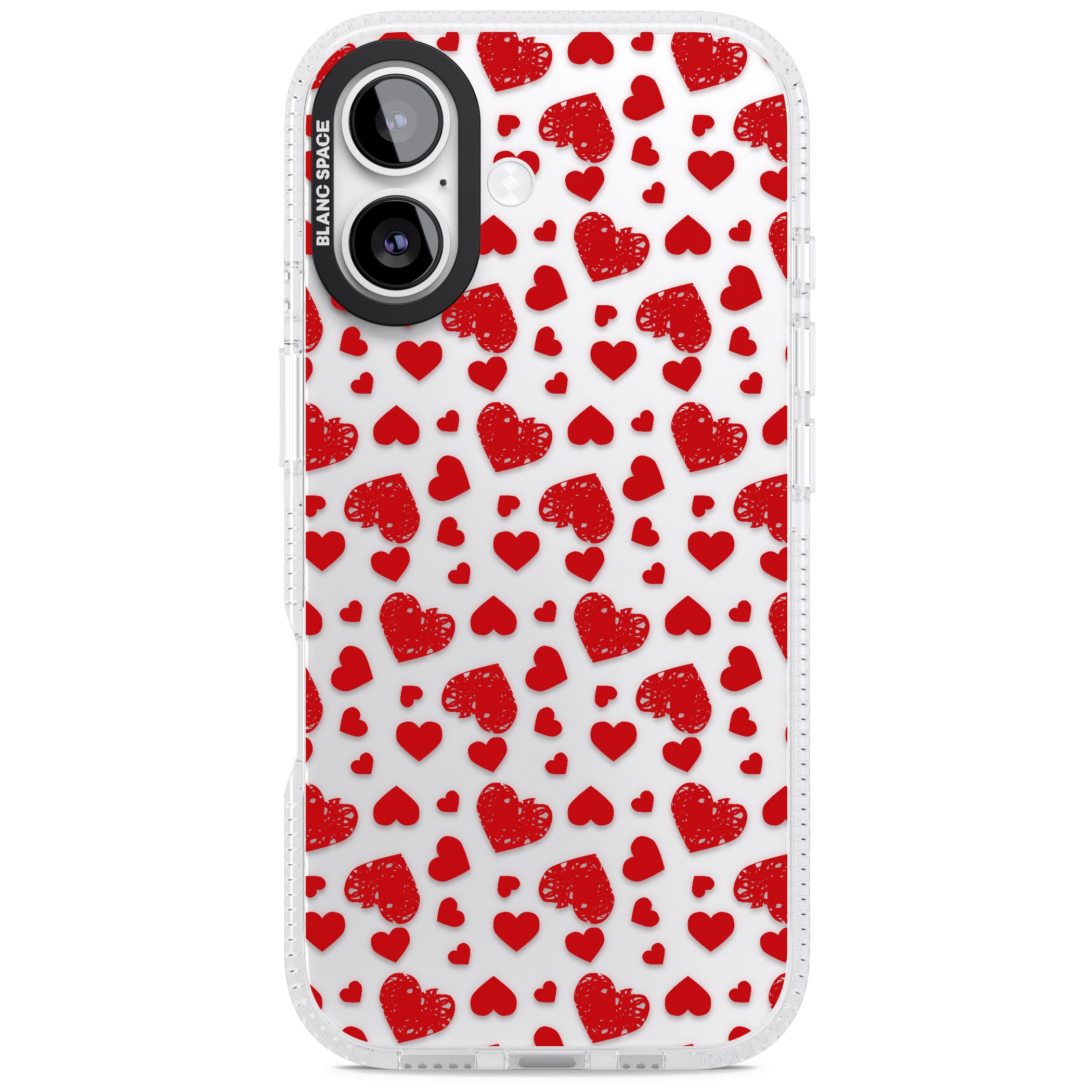 Red Heart Pattern Classic iPhone 17 Impact Air Clear Phone Case