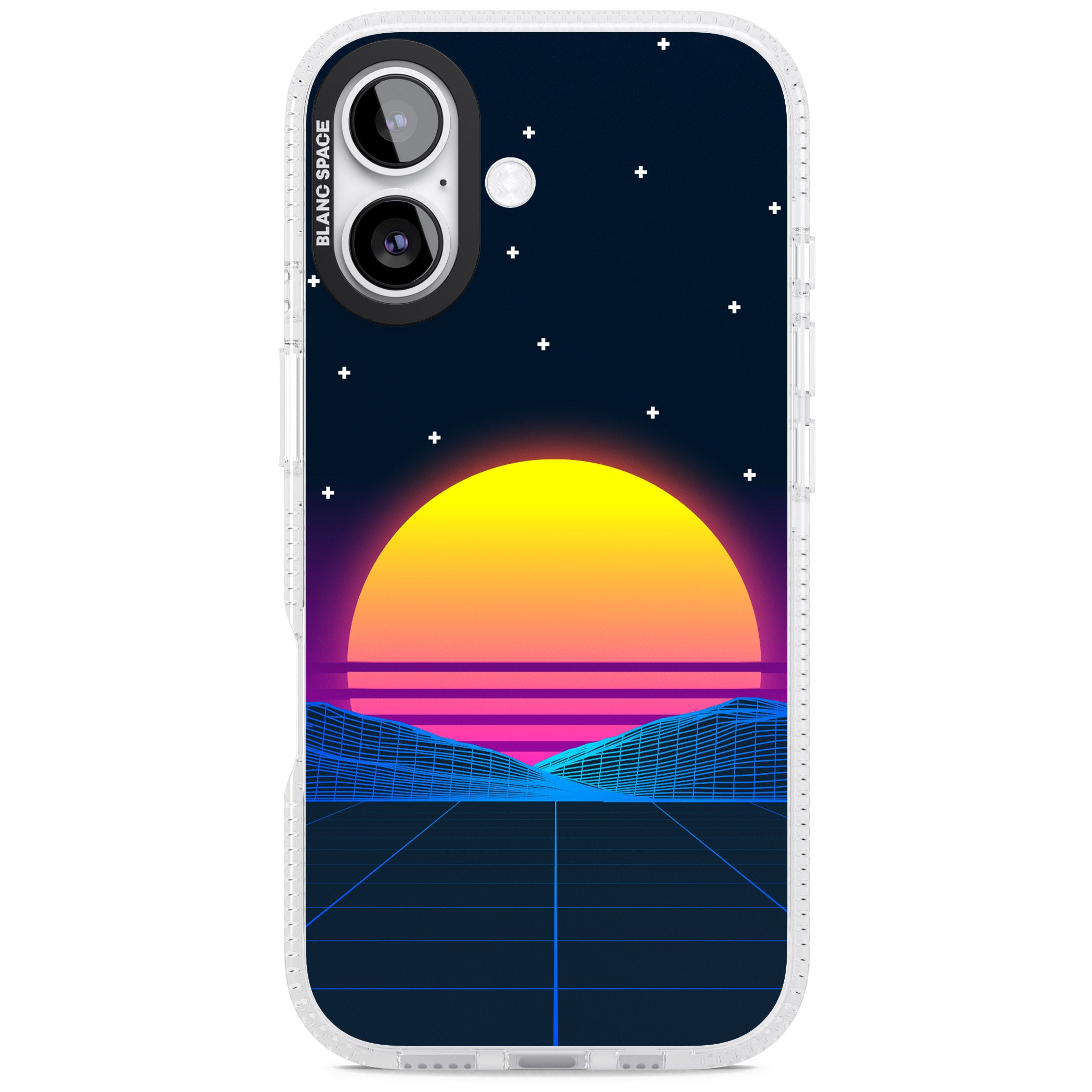 Retro Sunset Vaporwave iPhone 17 Impact Air Clear Phone Case