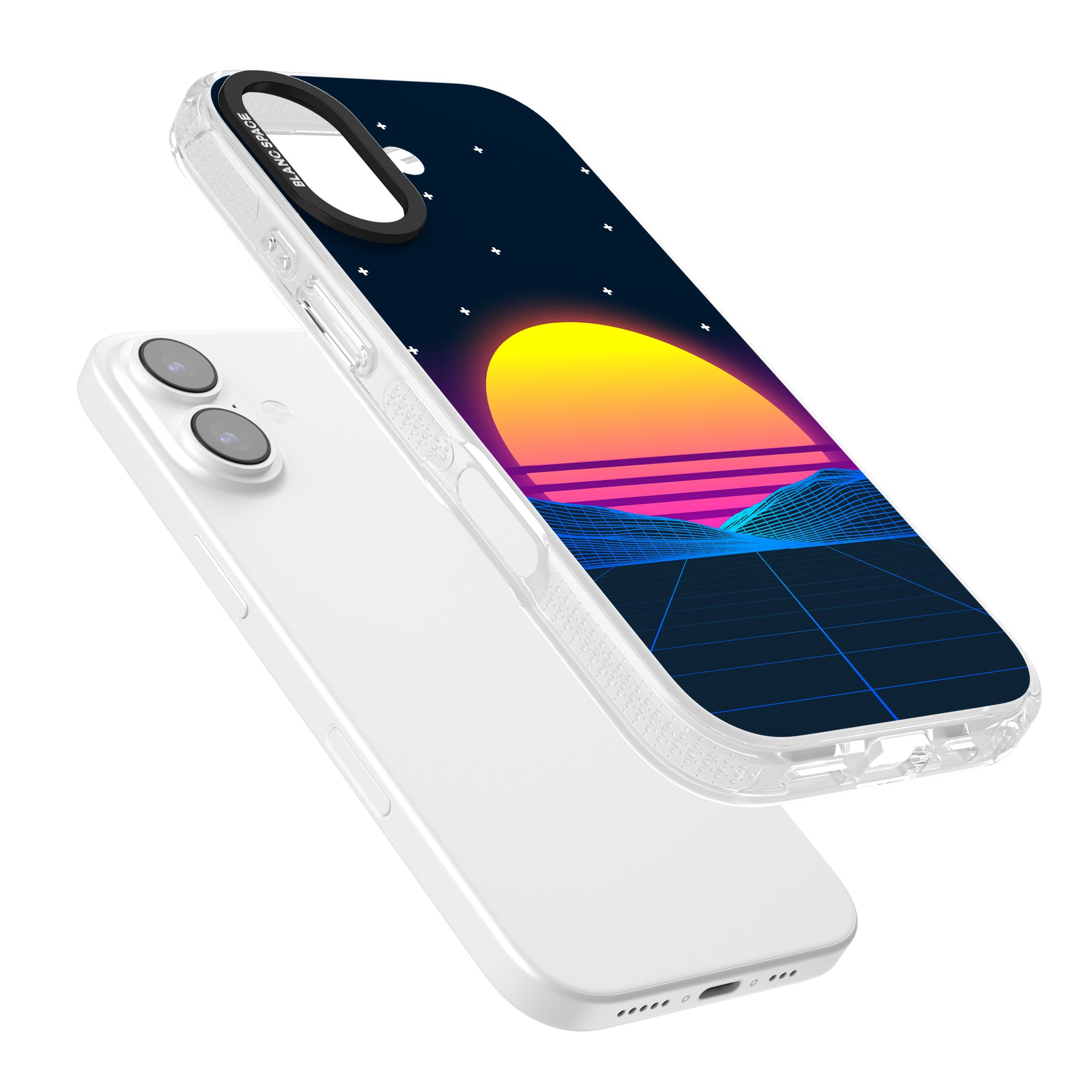 Retro Sunset Vaporwave iPhone 17 Impact Air Clear Phone Case Colours
