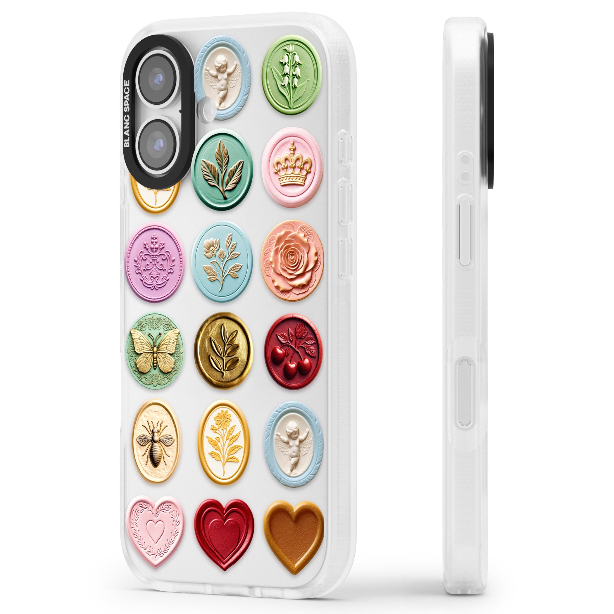 Vintage Wax Seal Pattern iPhone 17 Impact Air Clear Phone Case Side Profile