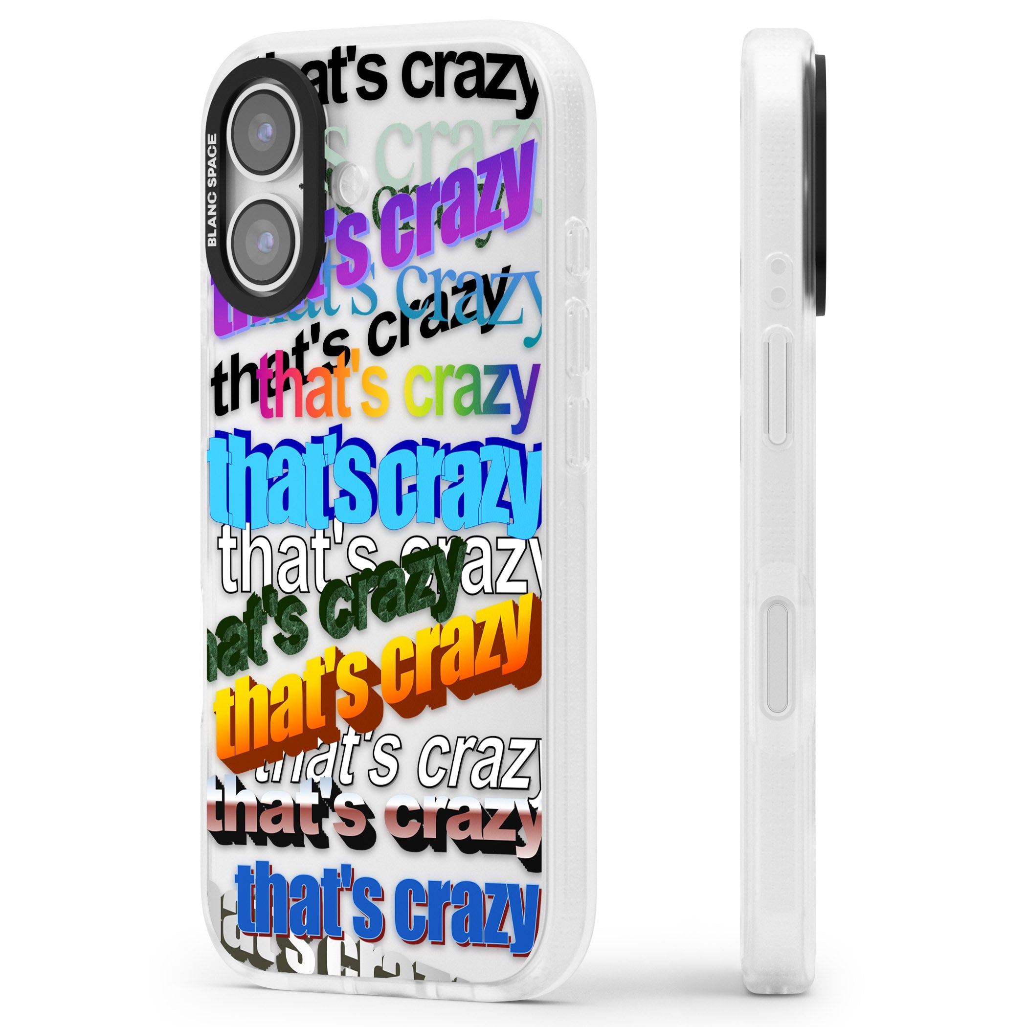 That'S Crazy Typography iPhone 17 Impact Air Clear Phone Case Side Profile