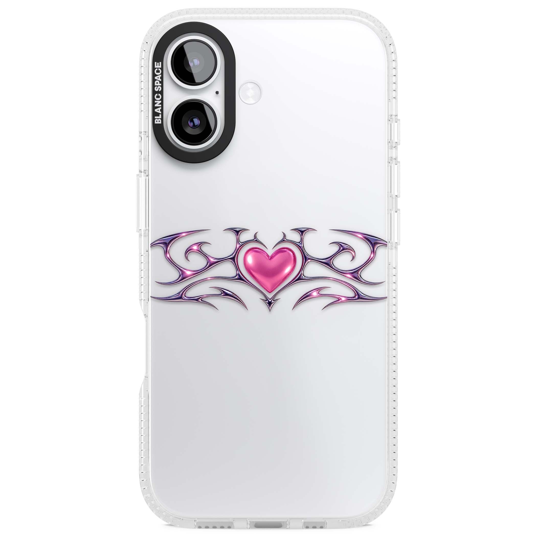 Pink Chrome Heart y2k iPhone case | Clear Case Impact Air case for iPhone 17