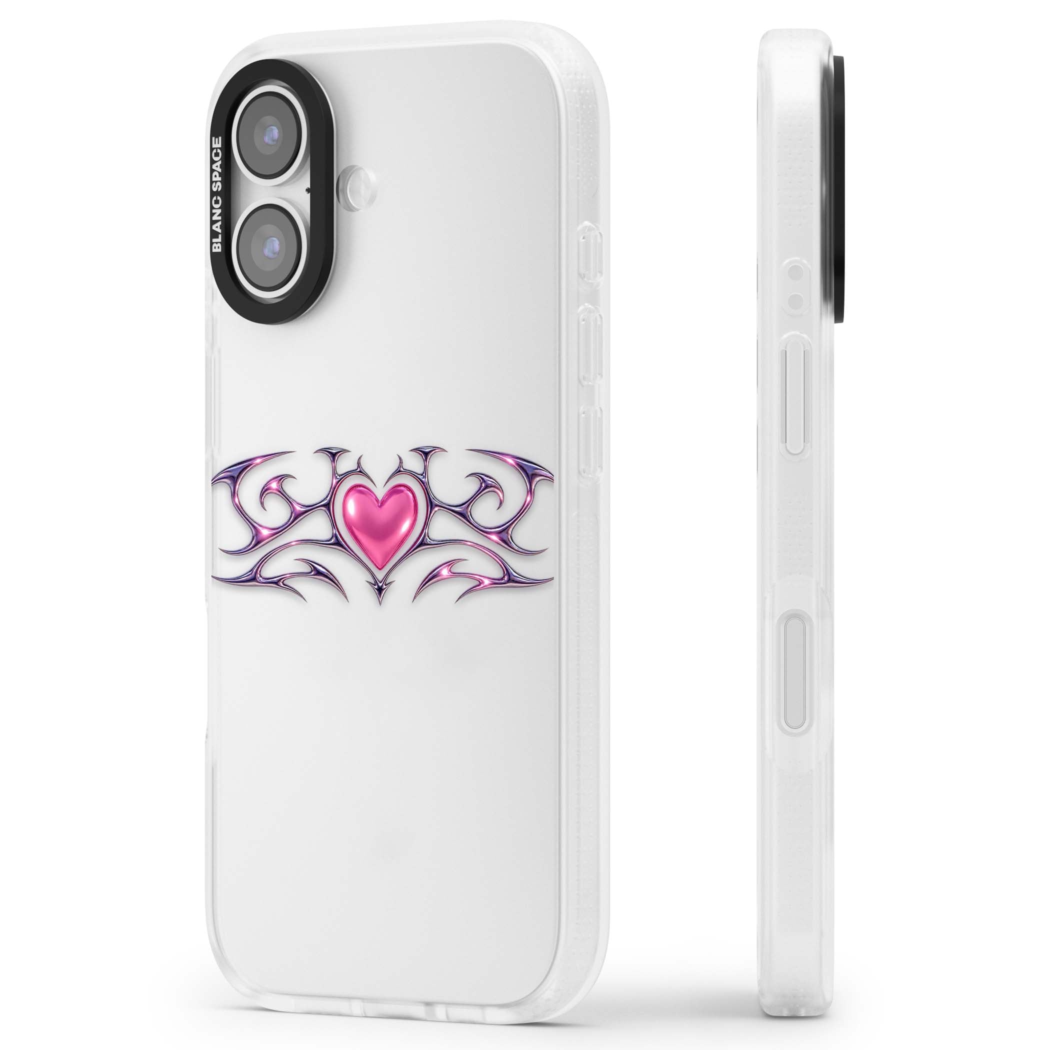 Pink Chrome Heart y2k iPhone case | Clear Case Impact Air case for iPhone 17